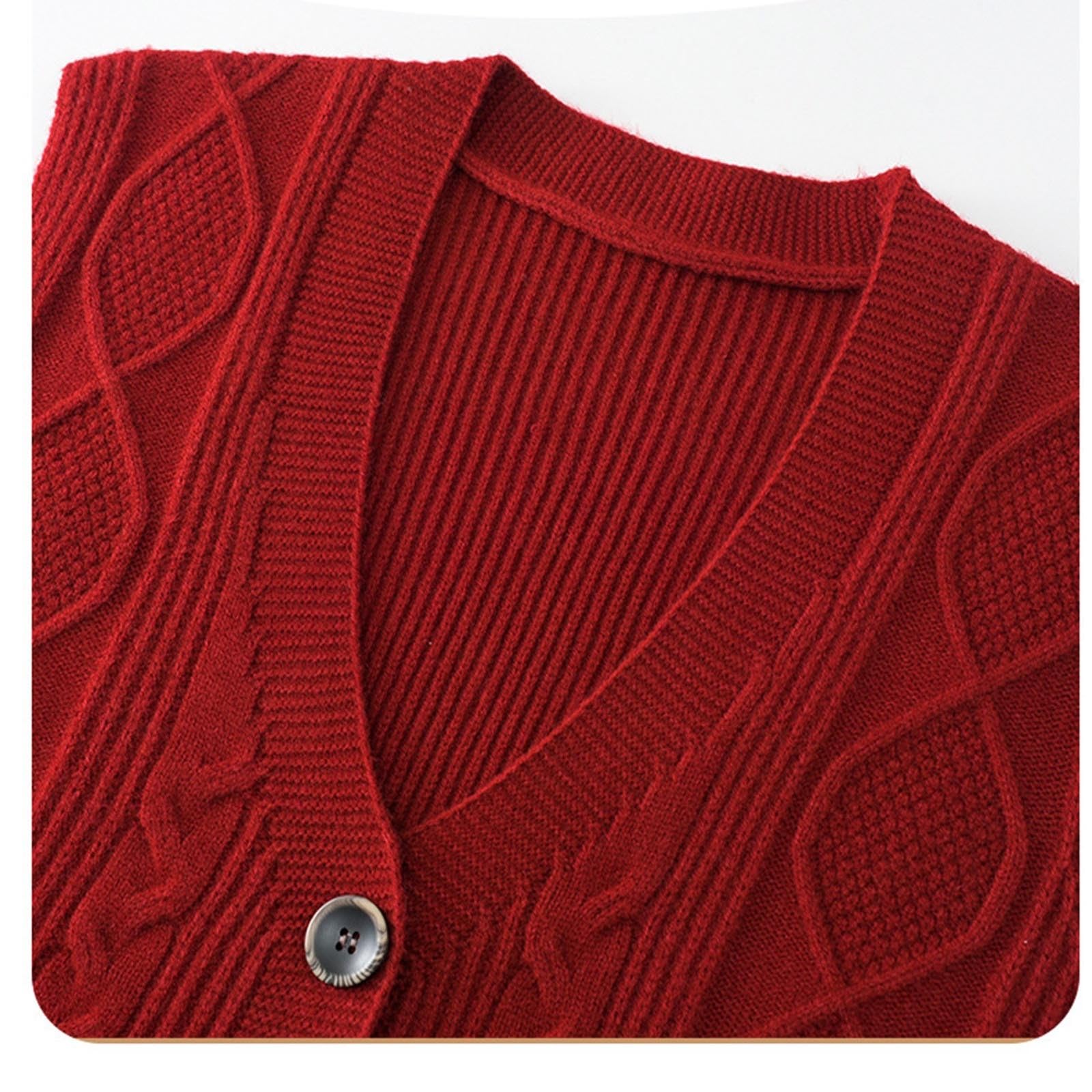 Chalecos de punto para mujer, suéteres de punto para mujer, chaleco de punto sólido con cuello en V, botones, sin mangas, ligero, frente abierto, chaleco de punto trenzado para la vida diaria en