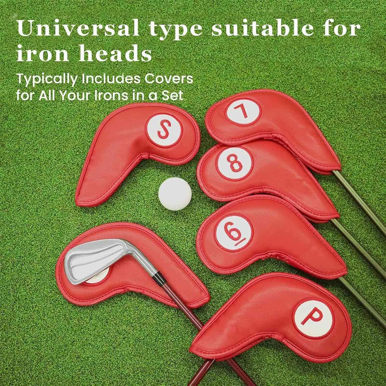 アイアンカバー ゴルフ 9 pcs 、 セット マグネット式開閉 、 ゴルフヘッドカバー 、 耐久性 出し入れ簡単 クラブ番号（3-