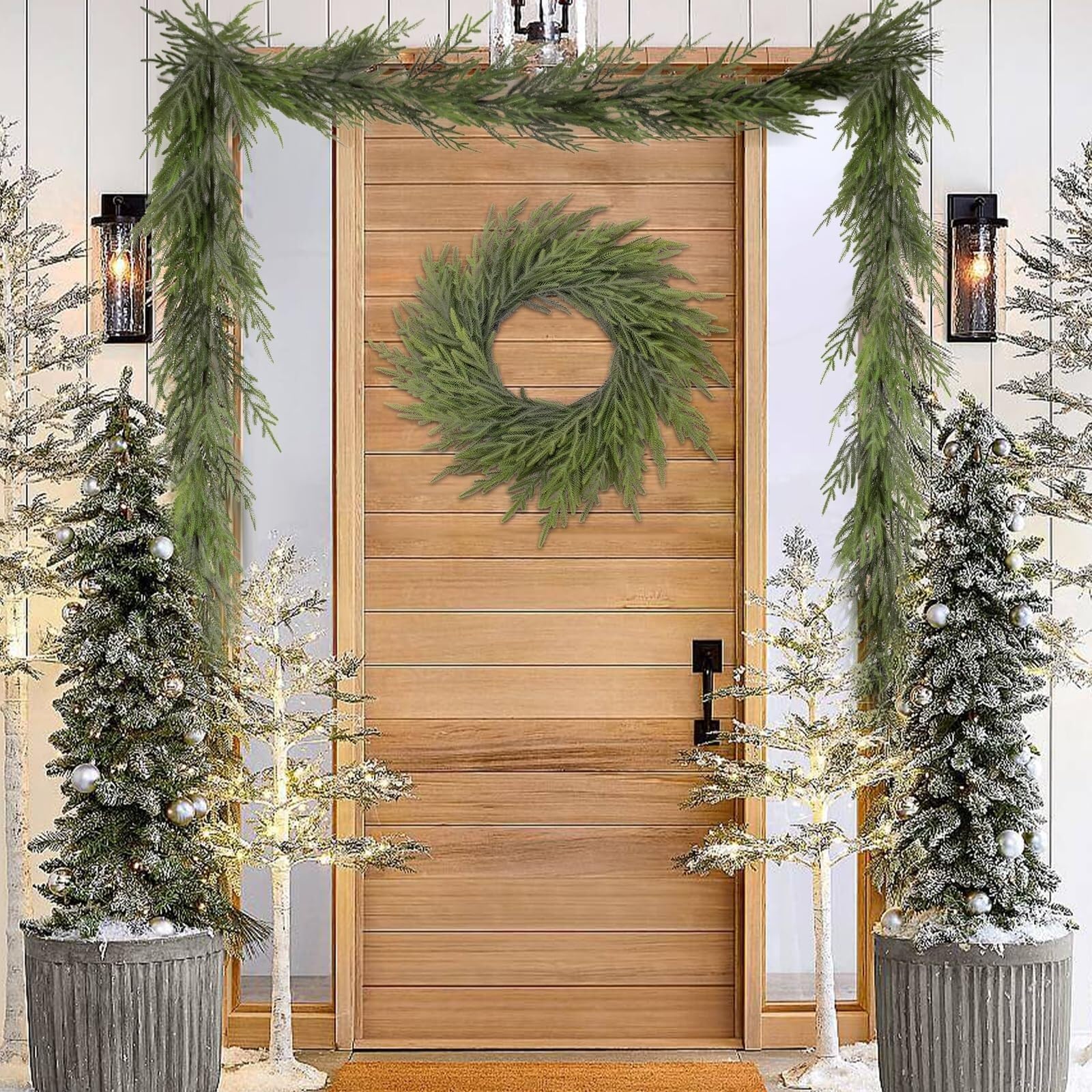 Winterkranz Dekokranz Weihnachtskranz for Die Vordertür, Künstlicher Weihnachtskranz for Drinnen Und Draußen Adventskranz Christbaumschmuck(7 3/8)