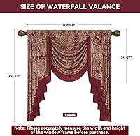 Vista 38 de Loom and Mill Luxury Waterfall Valances for Windows, Elegant Jacquard Thick Swag Curtains Valance with Tassels for Living Room, Bedroom Party Light
