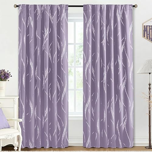 Miniatura 56 de Yakamok - 2 paneles de cortinas opacas con aislamiento térmico y puntos dorados, para sala de estar y dormitorio, juego de 2 paneles con ojales