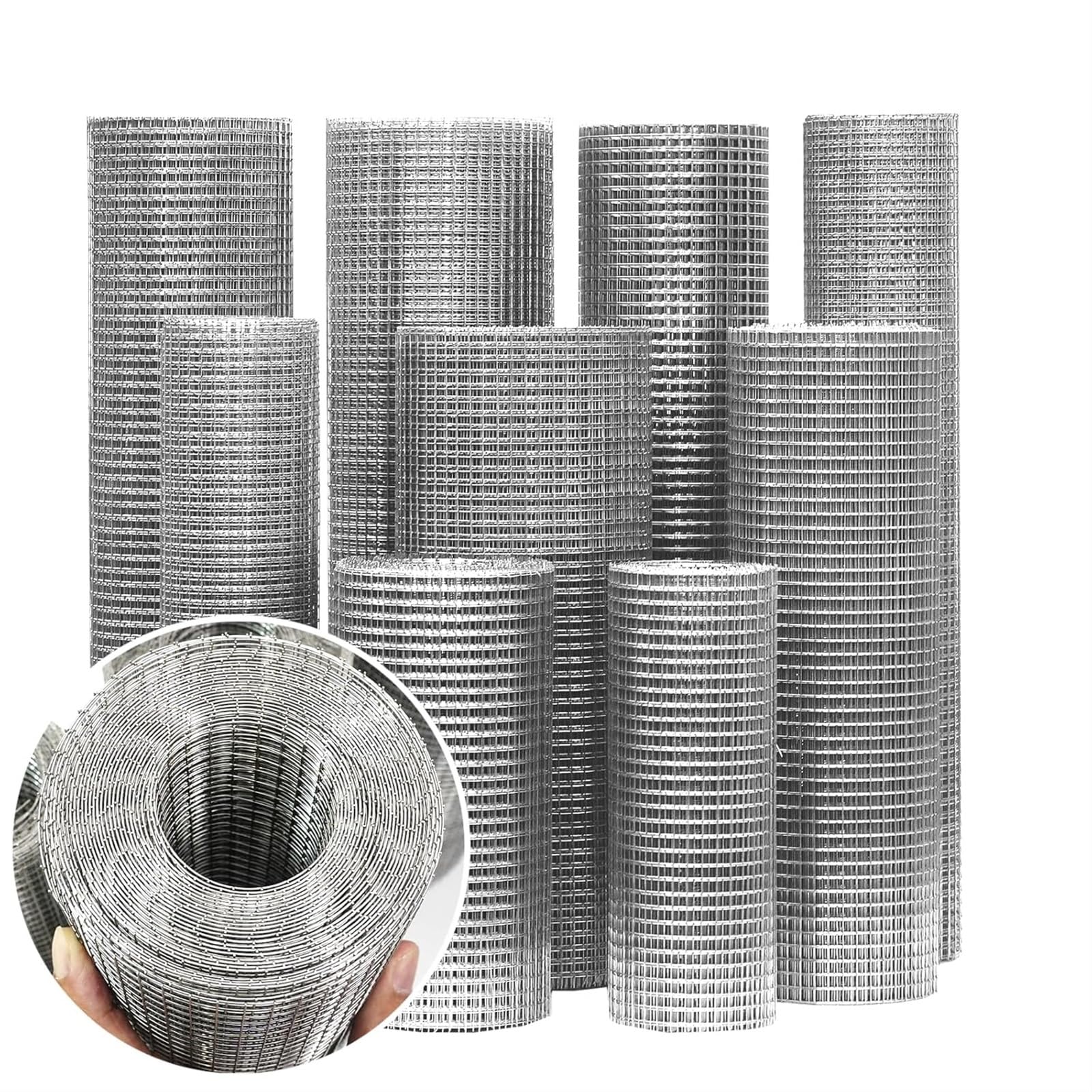 DTVEW Grille Métallique Maille Toile INOX, Jardin D'oiseaux En Grillage Câblé, Trou De Maille 10mm Maille Décorative DIY Écran De Grillage D'acier Inoxydable (0.5X2M/1.6X6.6FT