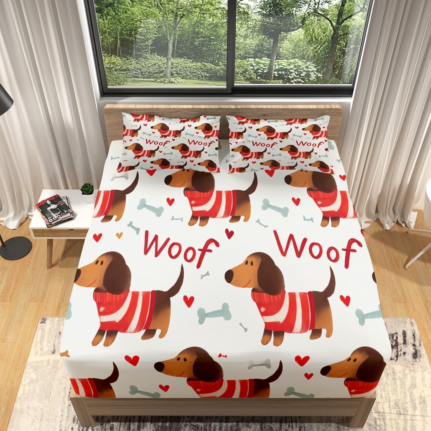 Latwerio Sabanas 90x190 Infantil Navidad, 3D impresión Perro Tejonero Sábana Bajera de Microfibre Suave y Cómoda, Funda de Colchón Sábana con Elástica Bolsillo Profundo 30 cm, Sabanas Cama 90, P1213
