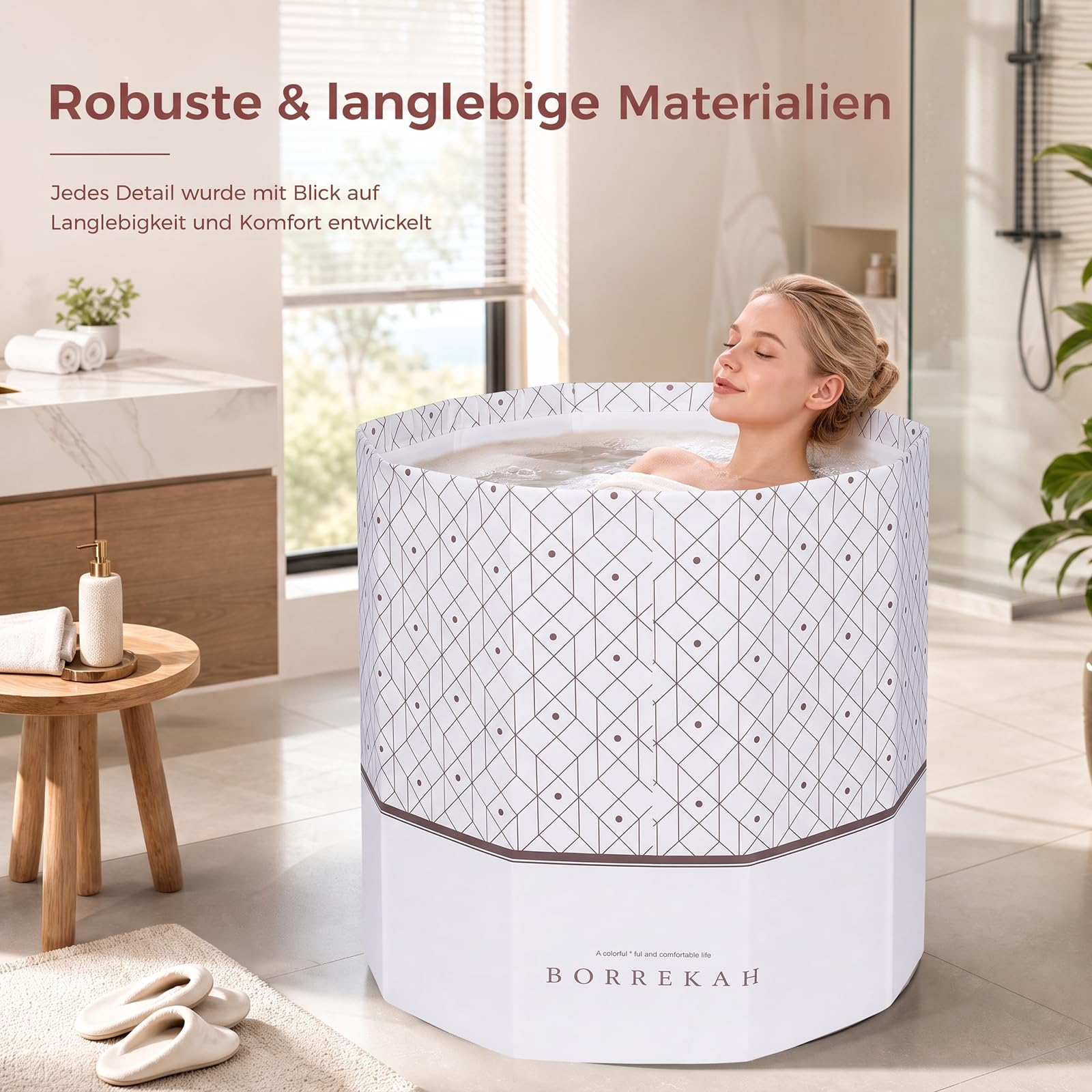 Faltbare Badewanne für Erwachsene,Sitzbadewanne Outdoor, Grau