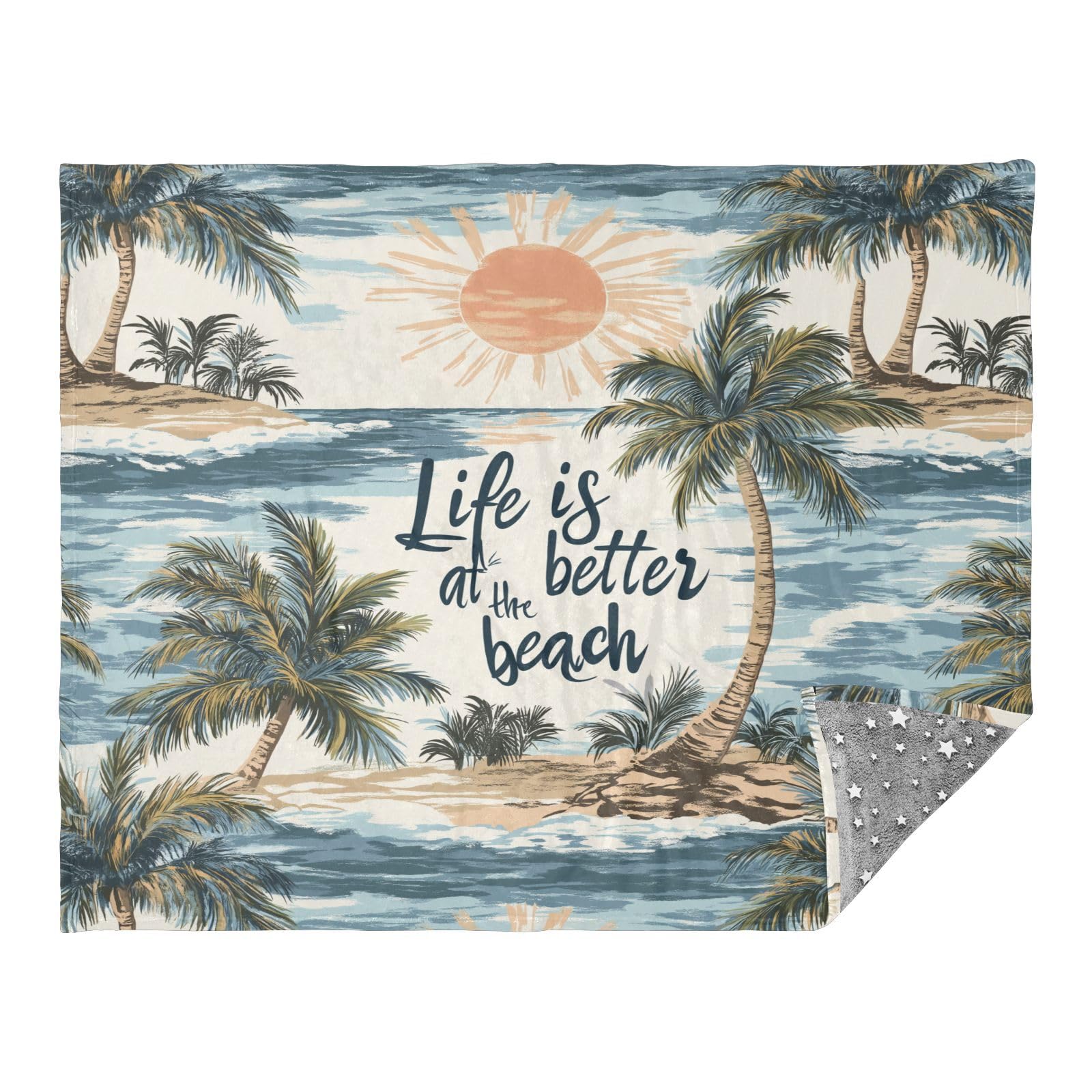 Couvertures douces grand format 140 x 178 cm Palm Tree jeté de lit imprimé pour adultes