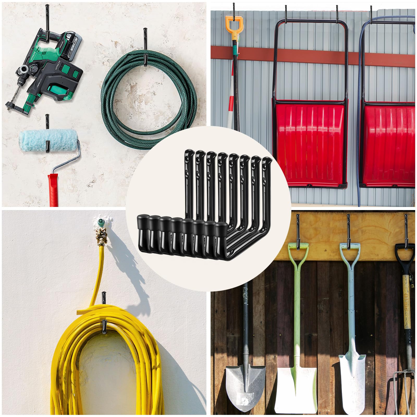 Crochet Doubles De Garage 4 Pièces, Crochets Muraux Robustes, Crochet