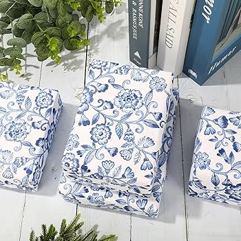 Amazon.com: JarThenaAMCS Blue White Floral Wrapping Paper
