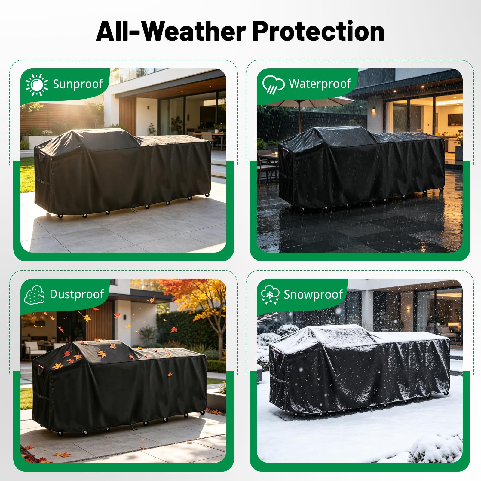 Cubierta de parrilla impermeable de 120 pulgadas para isla de cocina al aire libre, cubierta de barbacoa para islas de 120 pulgadas de largo x 30 pulgadas de ancho x 127 cm de alto, protección