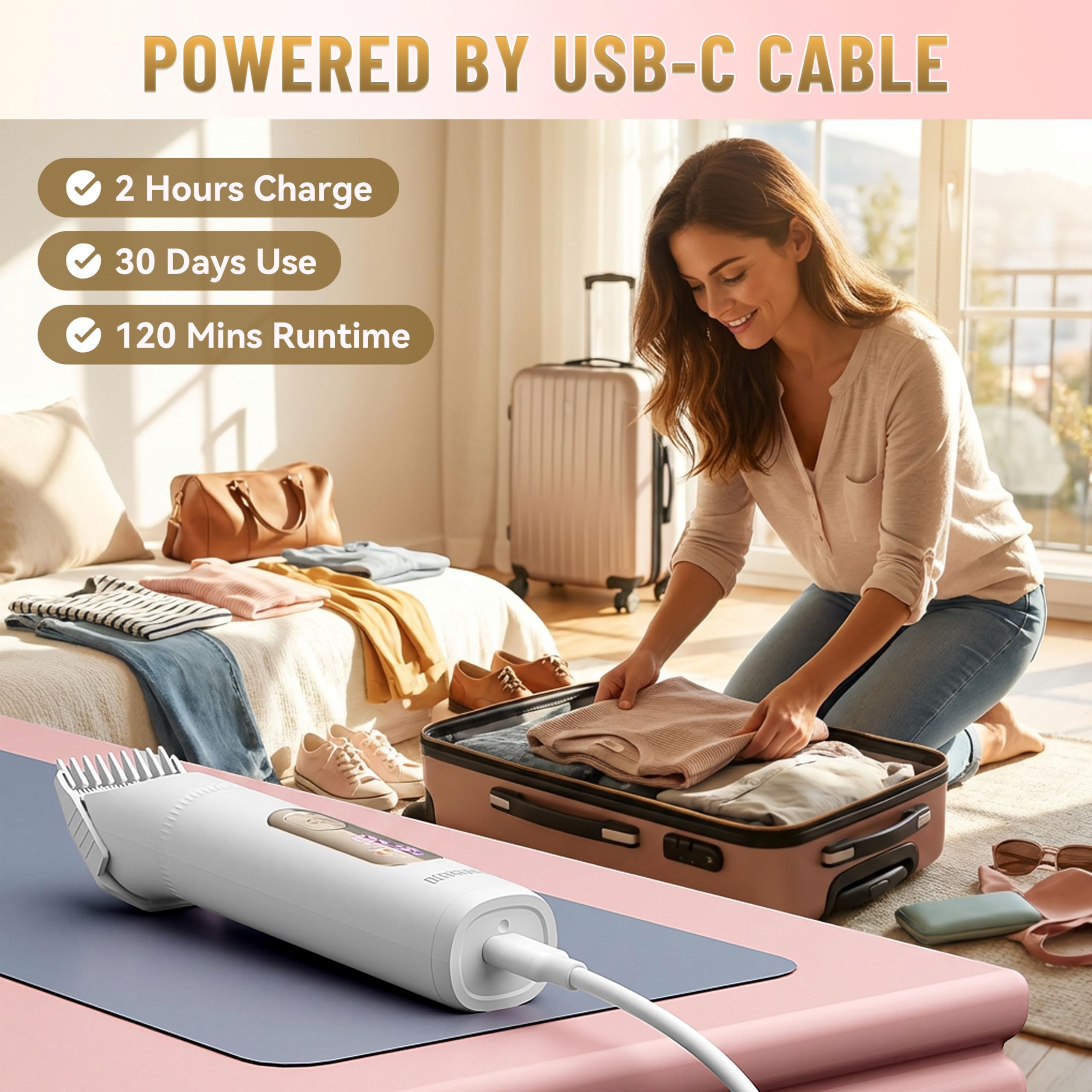 Maquinilla de afeitar y depiladora eléctrica 5 en 1, recortadora de bikini para mujer: depilación indolora para cuerpo, piernas, facial y nariz, afeitadora eléctrica impermeable para vello púbico