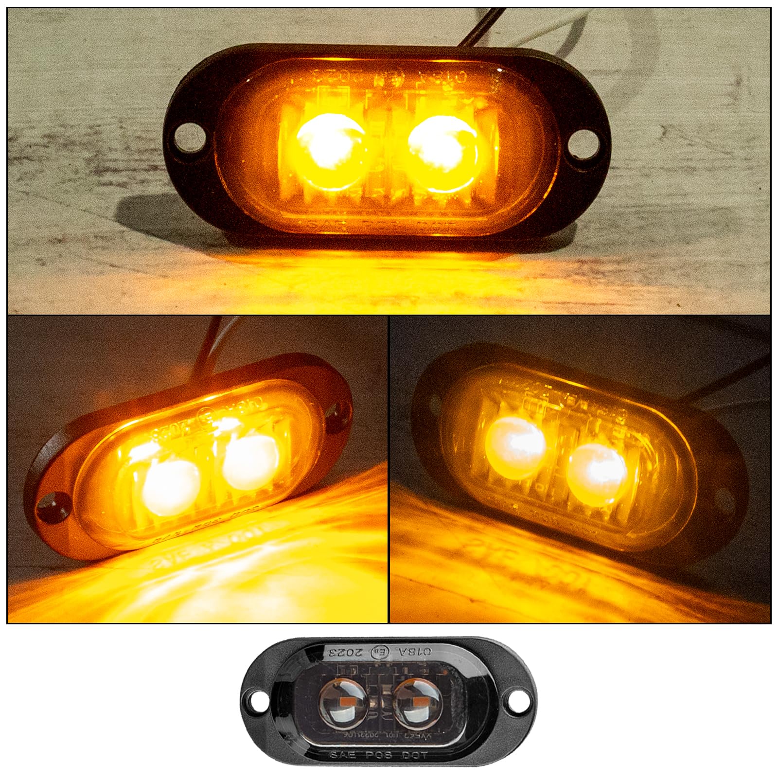 Catekro 10x Luci Ingombro LED 12V-24V, Luci di Posizione Laterali per Auto Indicatori Laterali con 2 LED Lente Affumicata Impermeabile per Camion Camper Furgone SUV (Giallo)