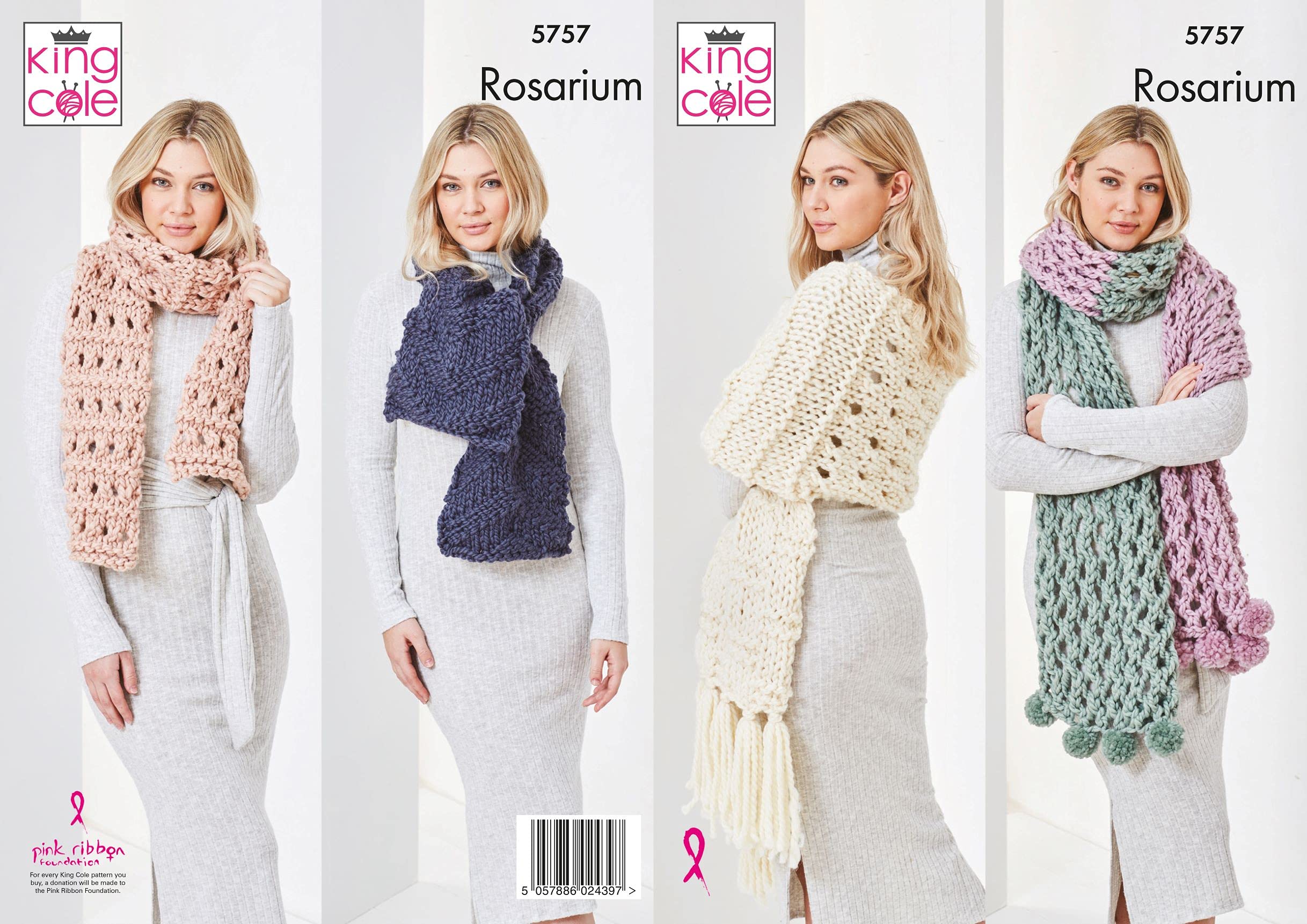 King Cole Super Chunky Knitting Pattern - 5759 Scarves
