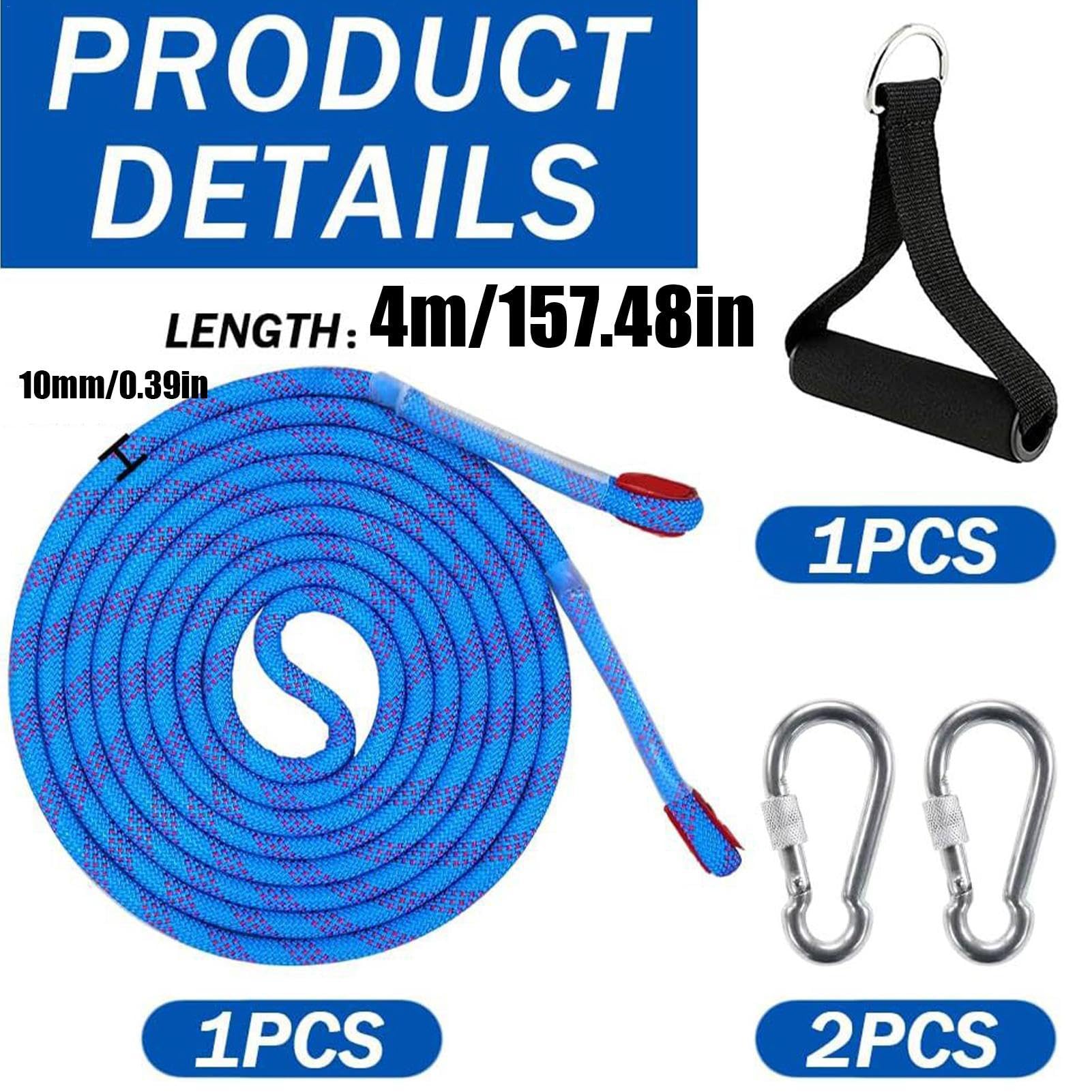 Palwin Corde De Luge 4m Avec Mousquetons Et Poignée - Corde Traîneau 8mm 100kg