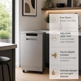 SPT SD-9263SS 18 Wide Portable Stainless Steel Dishwasher with ENERGY STAR, 6 Wash Programs, 8 Place Settings and Stainless Steel Tub