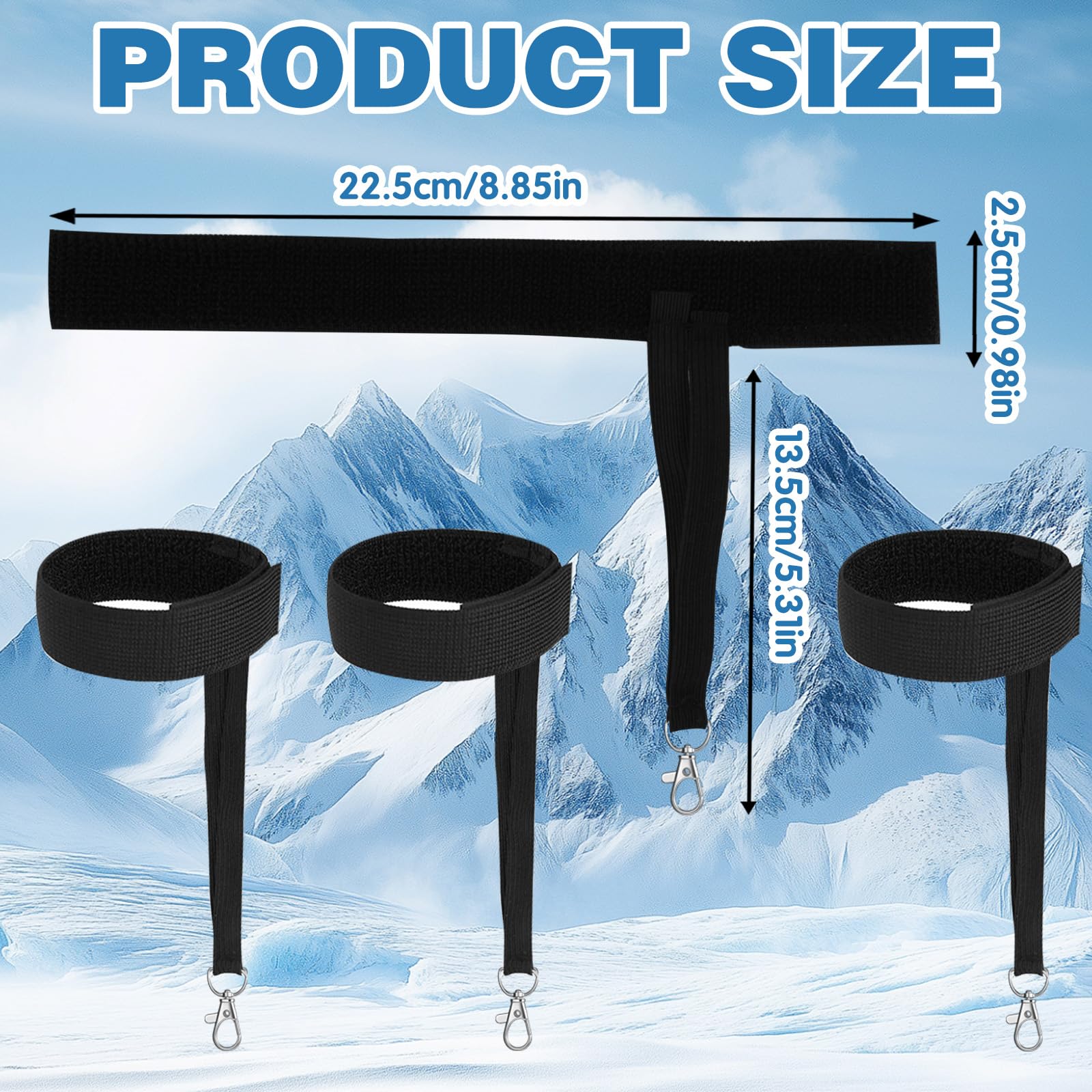 4 stuks elastische skihandschoenriemen voor skiën en snowboarden