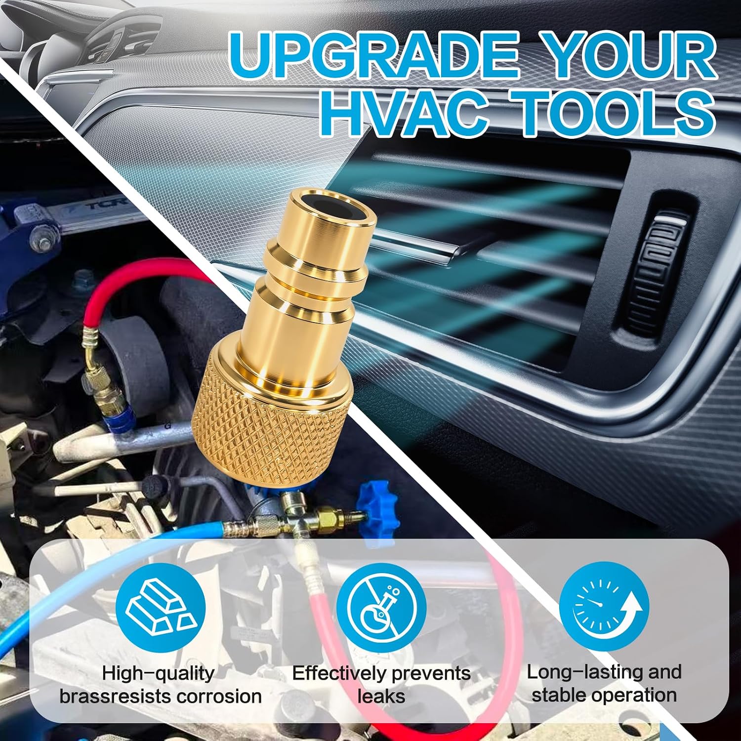 R134a Tank Adapter, Single 1/2" ACME Female to Low Side Male Coupler - Works with Refrigerant Hose, A/C Recharging Kit, HVAC Tools.