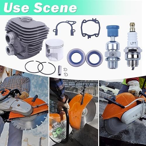 Miniatura 5 de Adefol Kit de juntas de pistón de cilindro de 1.969 in para Stihl TS410 TS420 TS 410 420 Sierra de corte 4238 020 1202 reemplazar la pieza