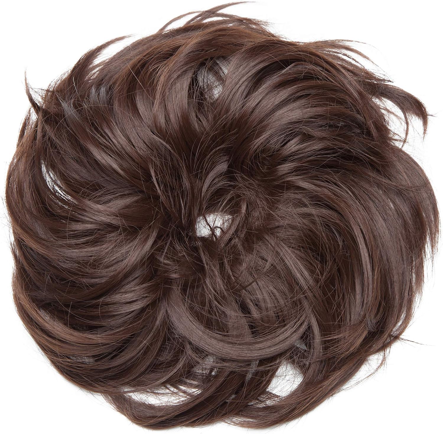 Large Messy Bun Scrunchie Hair Piece Elastic Updo Cover Hair Extension Instant Ponytail Curly 80g 1pc Tousled Synthetic Hairpiece Thick Hair Donut Medium Brown - Image 3