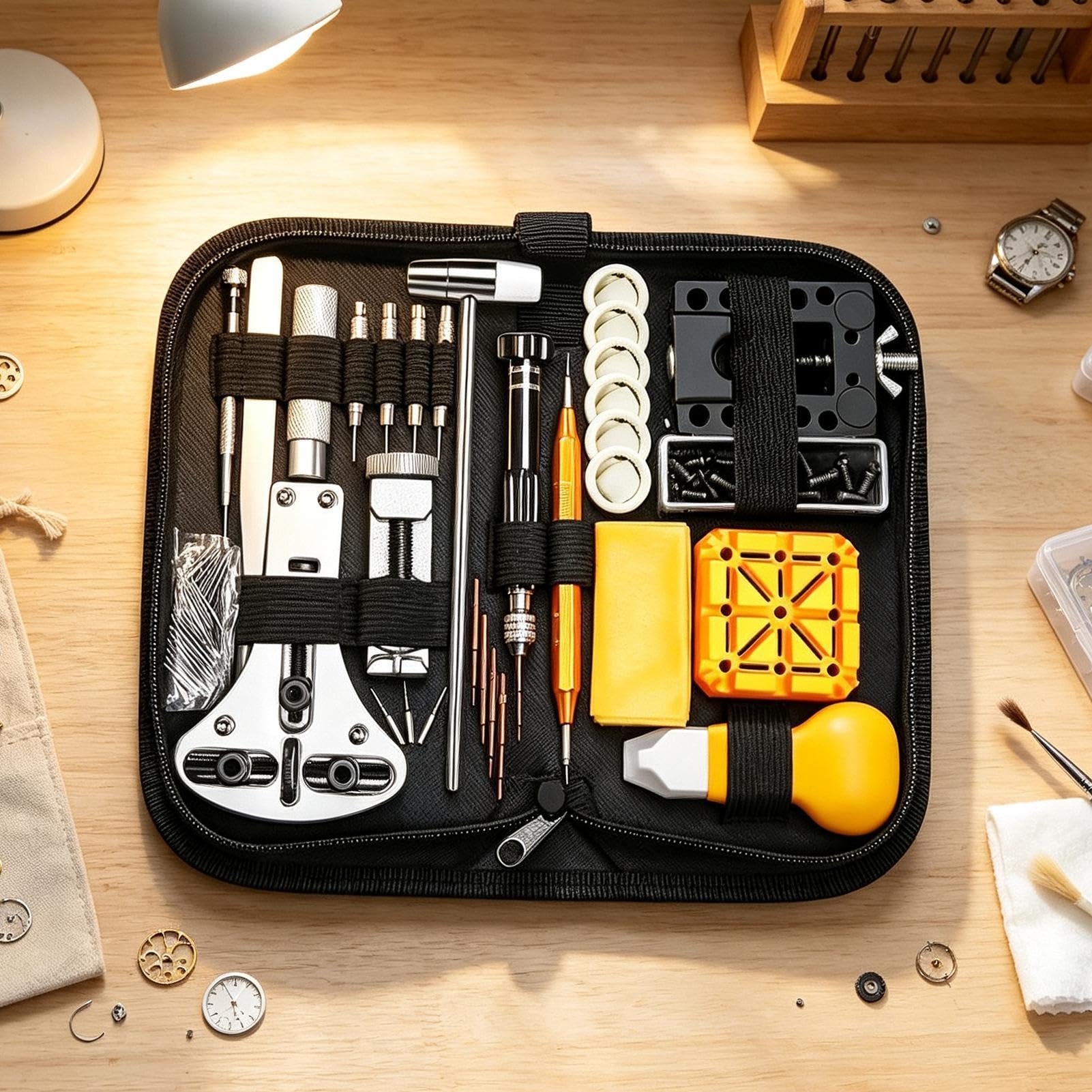Kit di Riparazione Orologi Kit Completo per Manutenzione Manuale con | Strumento per Sostituzione Batteria Orologio Per Casa e Viaggio, Sostituzione Batteria e Regolazione Cinturino