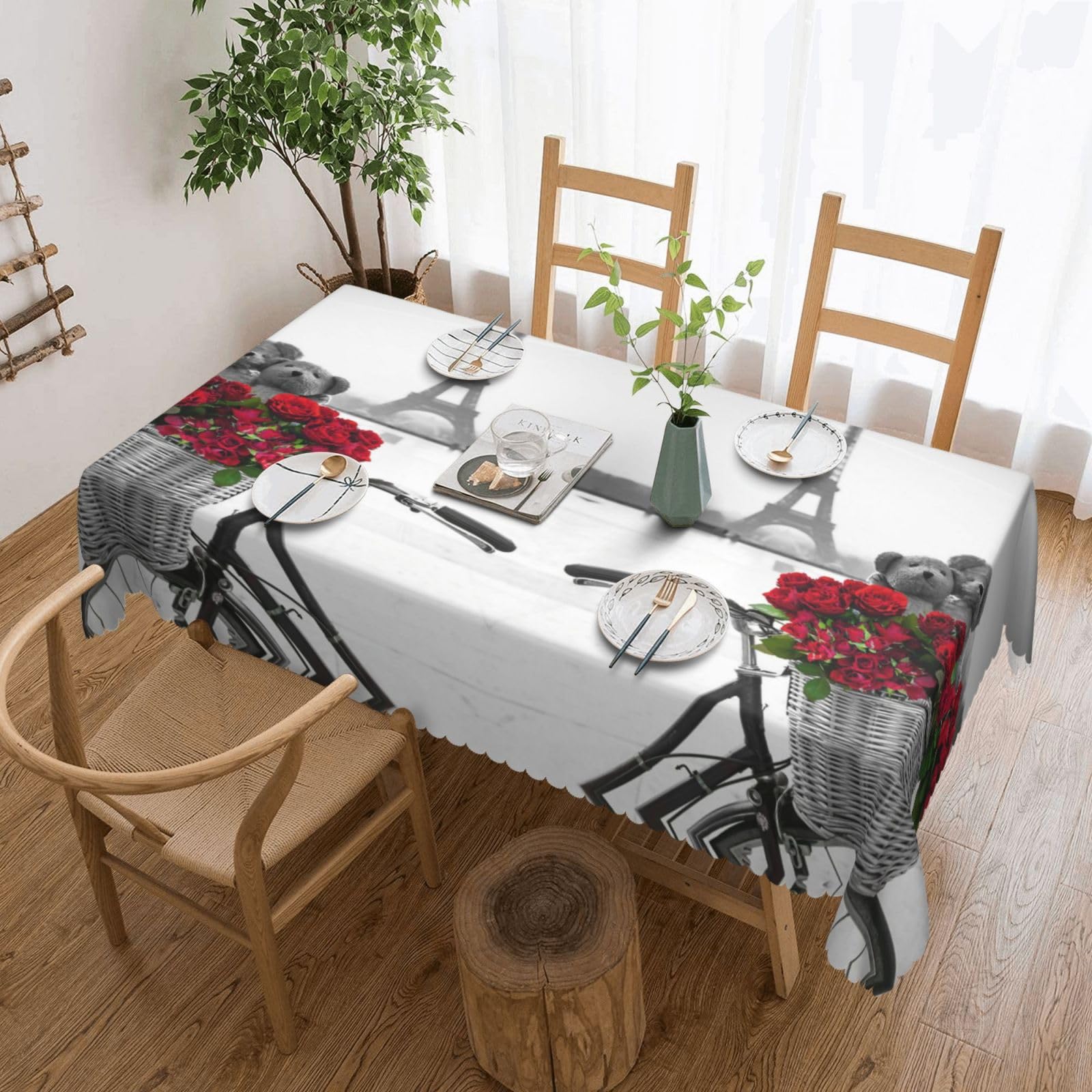 Nappe Tour Eiffel 137x183 OUSIKA rectangulaire anti-tache pour table de cuisine