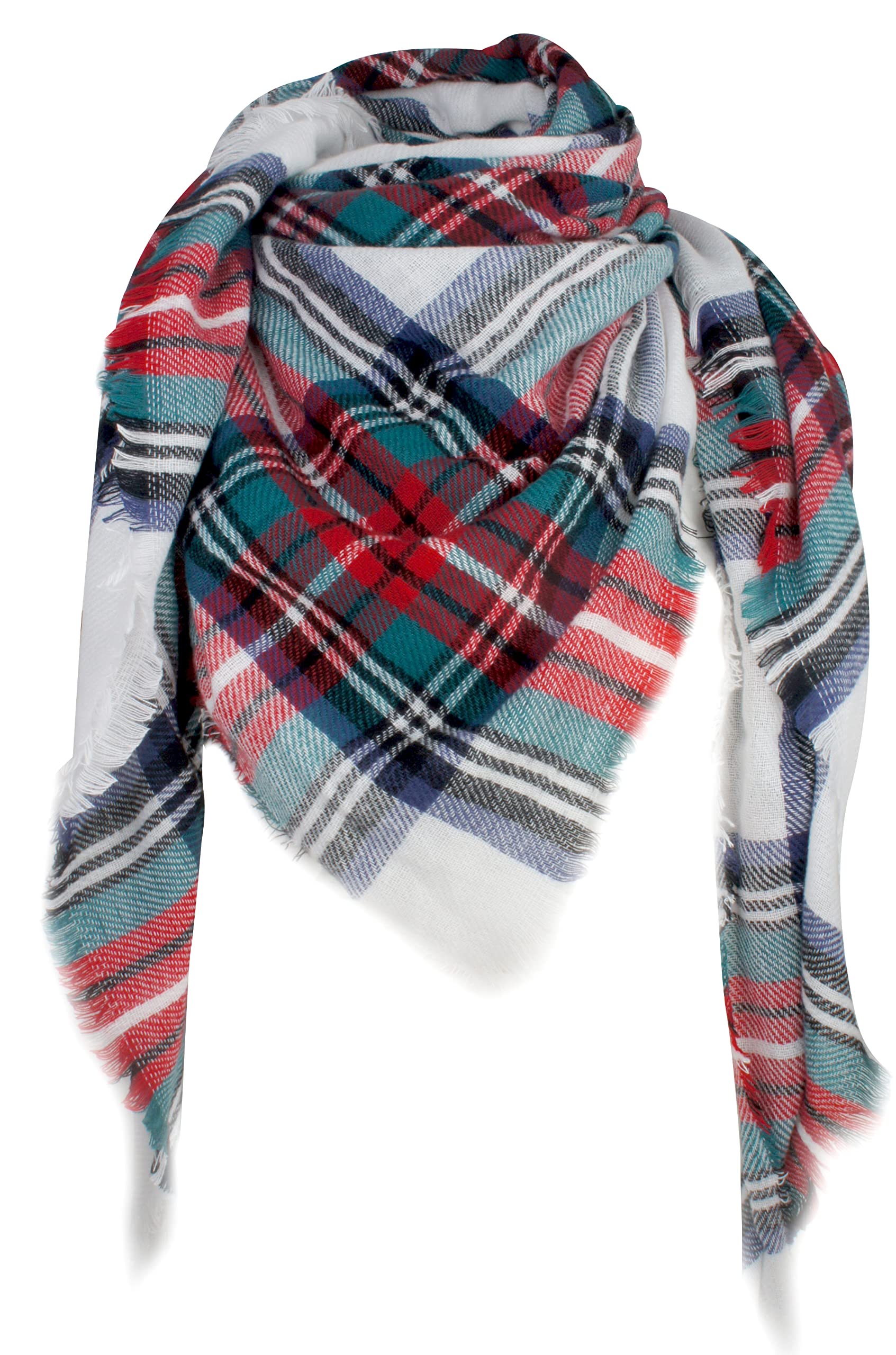 VIVIAN & VINCENT Fall Winter Scarf Classic Tassel Plaid Tartan Scarf for Women Warm Soft Chunky Large Blanket Wrap Shawl Scarves Christmas Red Green Black C49