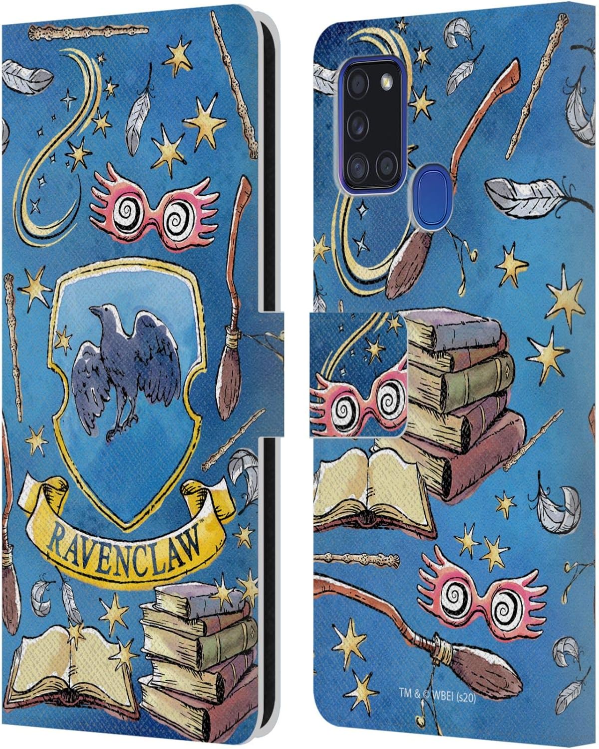 Head Case Designs Officially Licensed Harry Potter Ravenclaw Pattern Deathly Hallows XIII Leather Wallet Case Compatible with Samsung Galaxy A21s (2020)