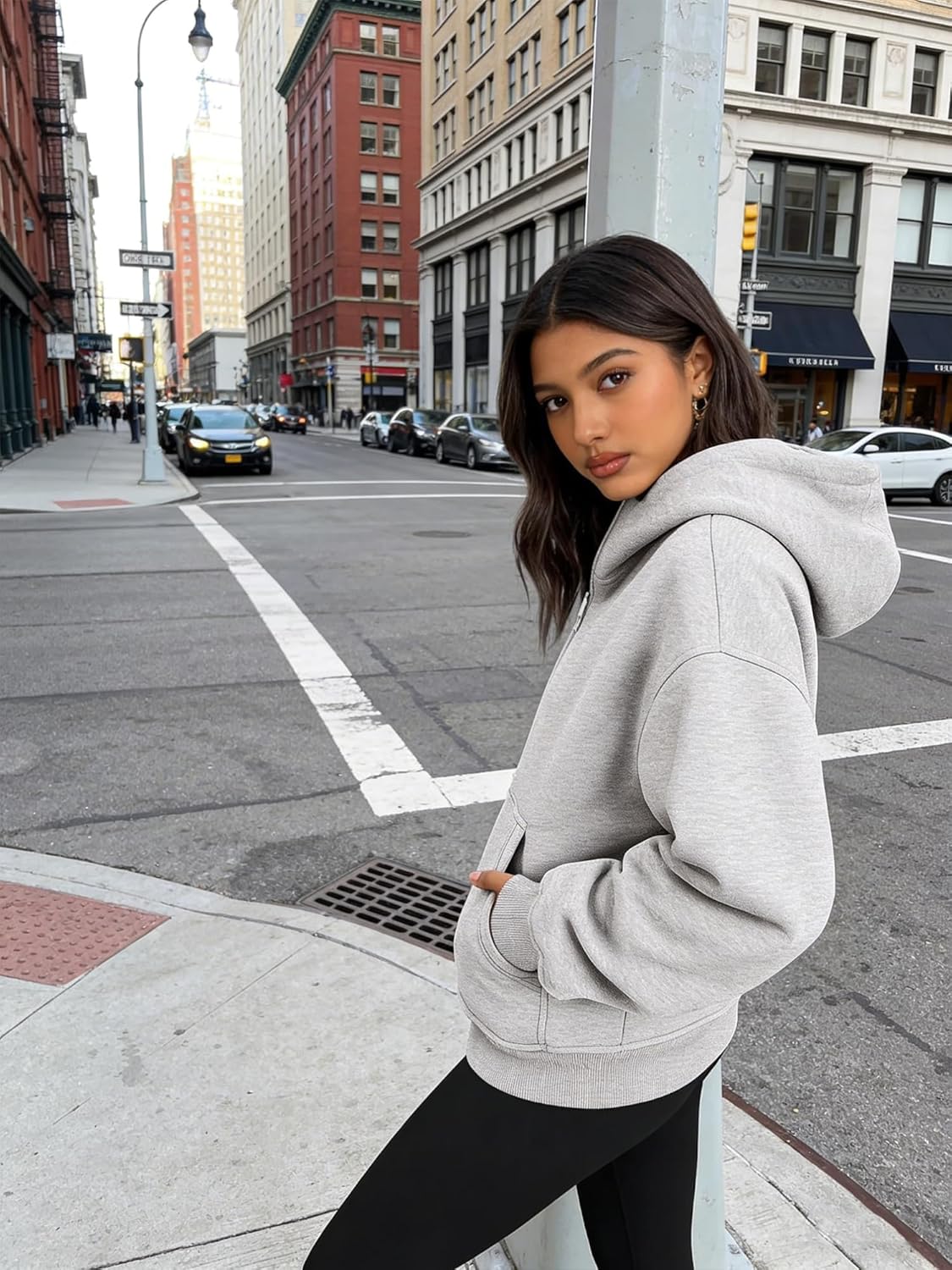 Women's Half-Zip Hoodie Casual Fleece Pullover with Pockets Oversized Fall Workout Sweatshirt - Image 3