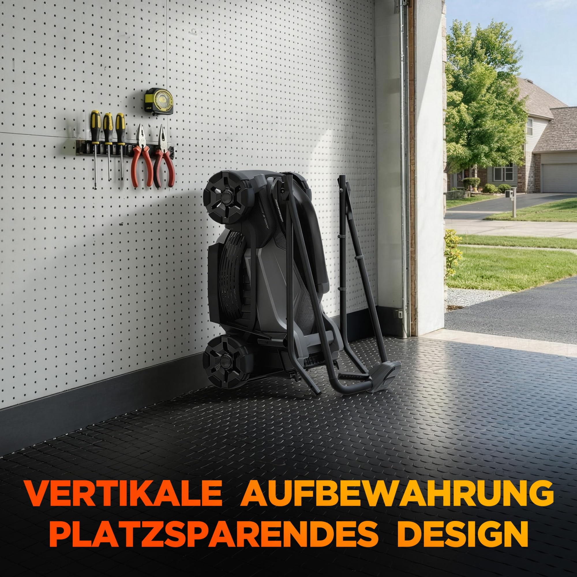 33 cm 20V Bürstenloser Akku-Rasenmäher für kleine Gärten | 20V 5,0Ah Akku & Ladegerät, 5-Stufen Höhenverstellung 25–65mm, 35L Grasfangkorb, Mulchmodus, 1 Ersatzklinge