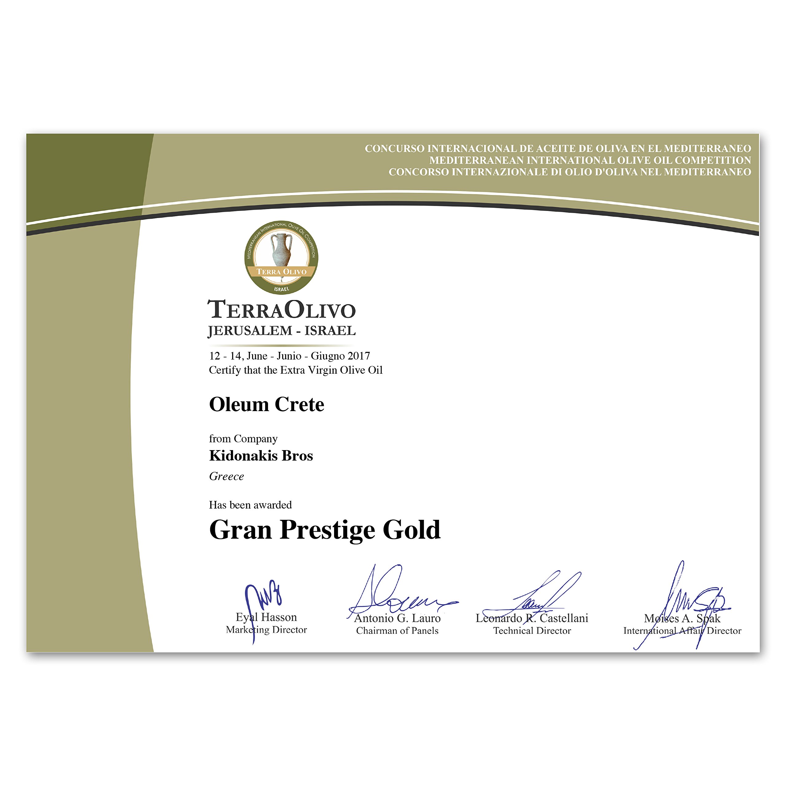 Oleum Crete BIO P.D.O. Messara/Timbaki/Kreta 3 x 1000ml herzhaftes-fruchtiges Olivenöl von Kreta. Hersteller mit über 92 internationalen Auszeichnungen. Sortenrein aus der Koroneiki-Olive.