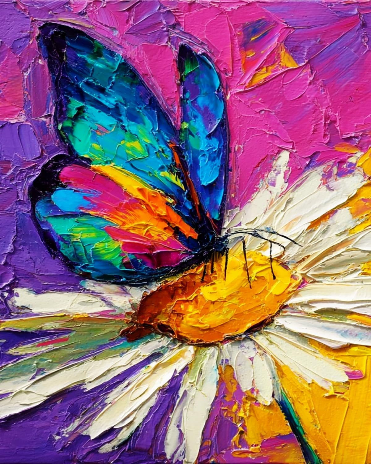 Liubaishi Multicolour Paint By Numbers For Adults, Butterfly And Chrysanthemum, 40X50 Cm Acrylic Canvas Kit