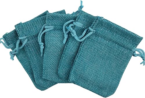 Miniatura 4 de Palmhomee - Paquete de 25 bolsas de regalo de arpillera con cordón de lino, bolsas de joyería de boda, bolsas de yute de arpillera para joyas de