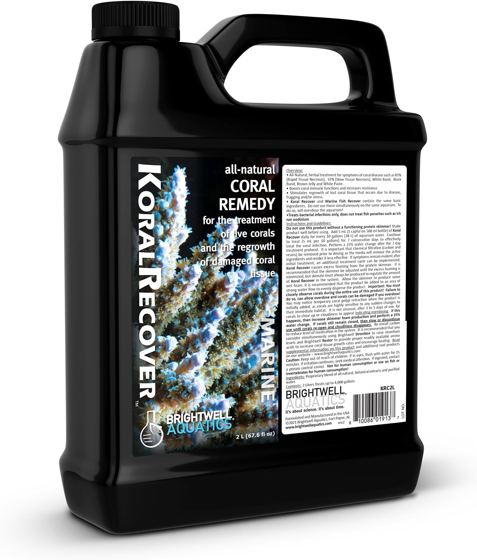 Koral Recover – Botanical Coral Remedy for SPS, LPS & Soft Corals – Supports Tissue Healing, Disease Recovery & Immune Health – Safe for Reef Aquariums, 2L