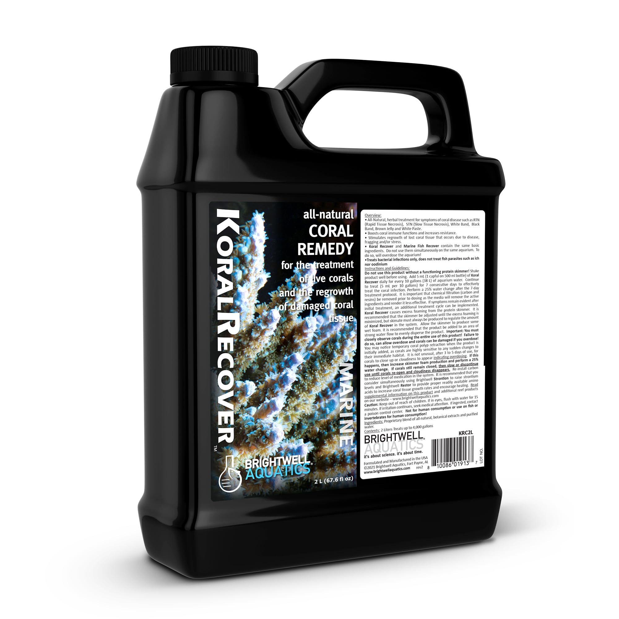 Brightwell Aquatics Koral Recover – Botanical Coral Remedy for SPS, LPS & Soft Corals – Supports Tissue Healing, Disease Recovery & Immune Health – Safe for Reef Aquariums, 2L