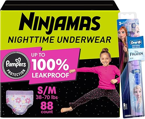 Miniatura 10 de Pampers Ninjamas + Oral-B Cepillo de dientes, pantalones de entrenamiento nocturno para niños, 68 unidades, talla L y Oral-B Kids Power Cepillo de