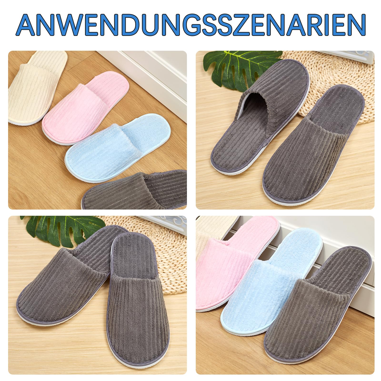10 Paar Hotelslipper aus Korallenvlies, 5 Farben, für Damen und Herren | Weich, leicht und mit strukturierter Sohle – wiederverwendbare Gästehausschuhe für Hotel, Spa, Reise und Zuhause