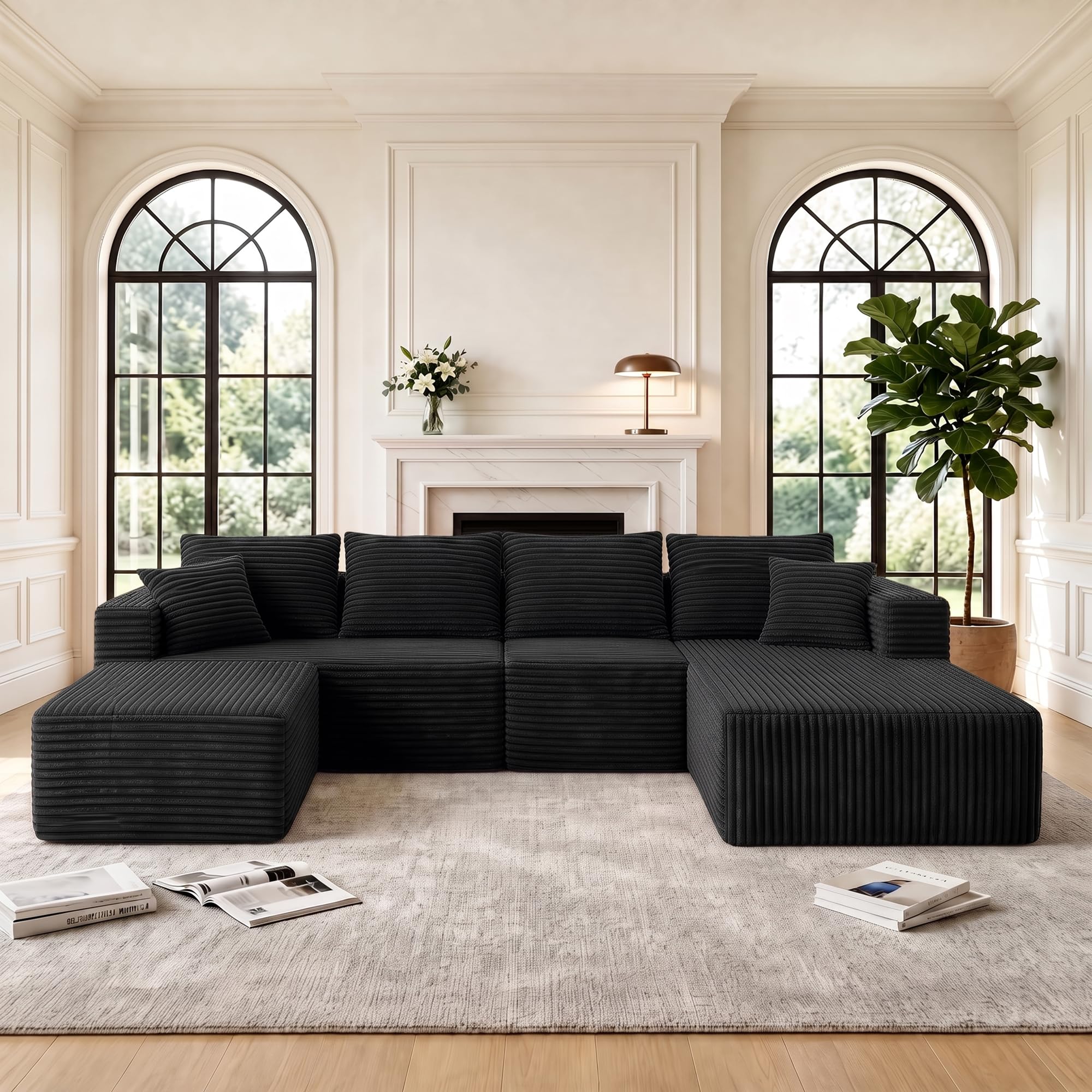 118 Inch Oversized U-Shaped Boneless Cloud Sectional Couch