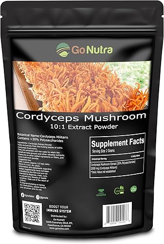 Cordyceps - Polvo de hongos Extracto de Cordyceps al 30% de polisacáridos sin OMG puro Cordycep en polvo de 8 onzas (7.94 oz)