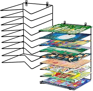 Rainmae 2 Pack Art Drying Rack for Classroom 9-Shelf Paint Drying Metal Racks Wall Mount & Desktop Stand for Art Studio School Artboard Storage and Paper Organization