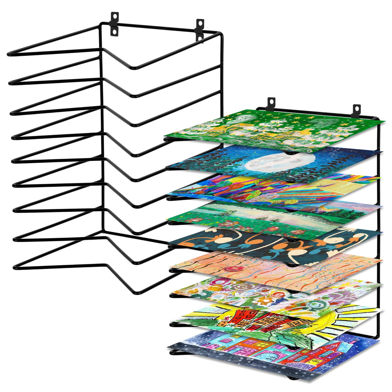 Snapklik.com : 2 Pack Art Drying Rack For Classroom 9-Shelf Paint ...