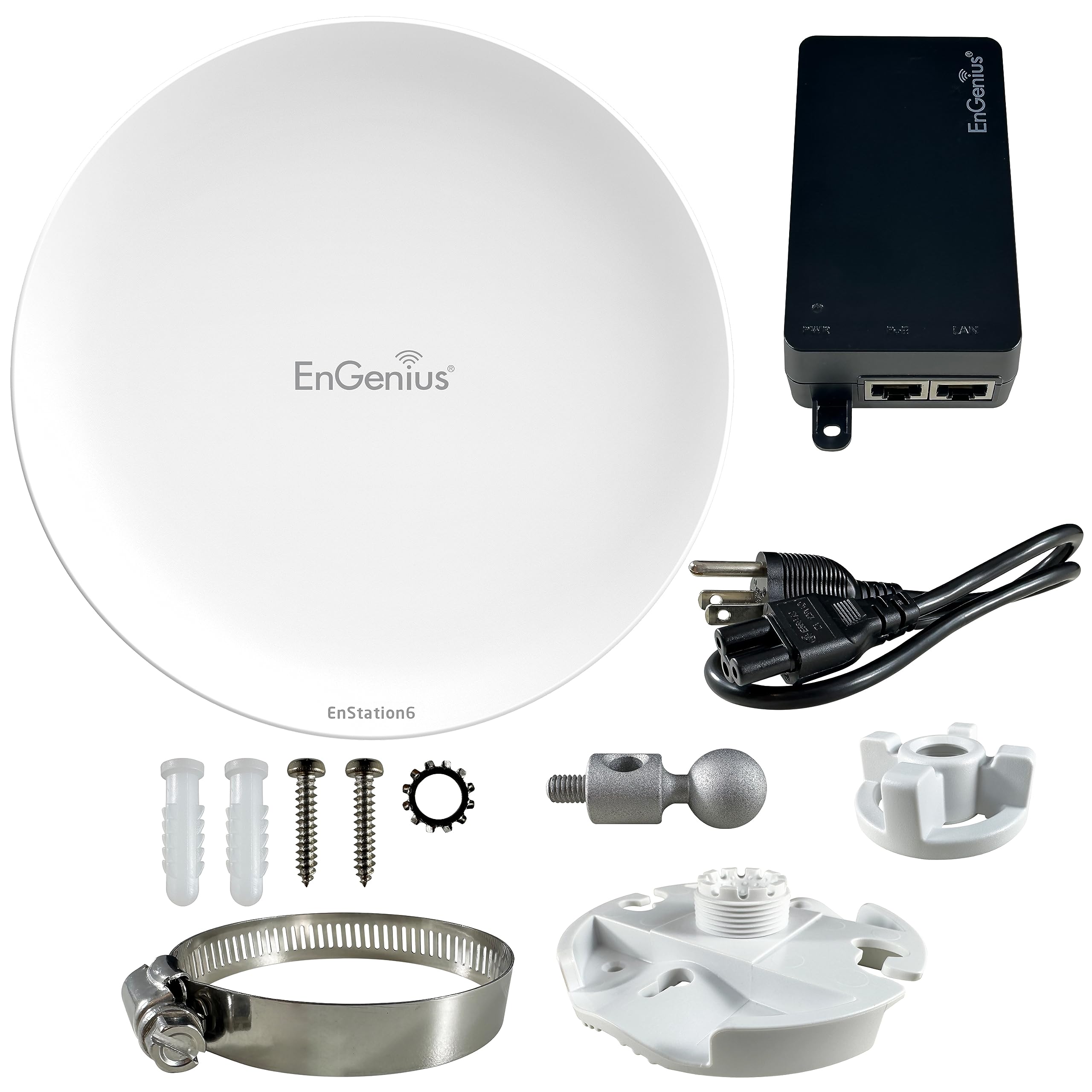EnGenius EnStation6 Wi-Fi 6 Bridge 5GHz 1200 Mbps 2x2 MIMO 19 dBi Antenna 26 dBm IP55 Point-to-Point 18 km Porta Gigabit Resistente alle Intemperie