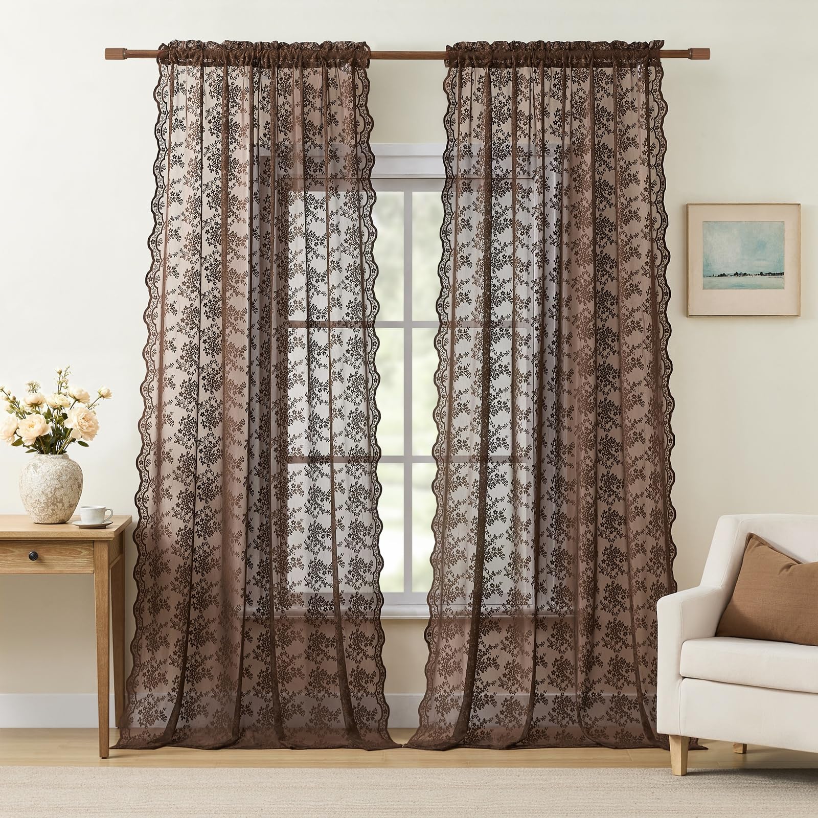 Amazon.com: YJ YANJUN Vintage Lace Curtains 84 Inches Long