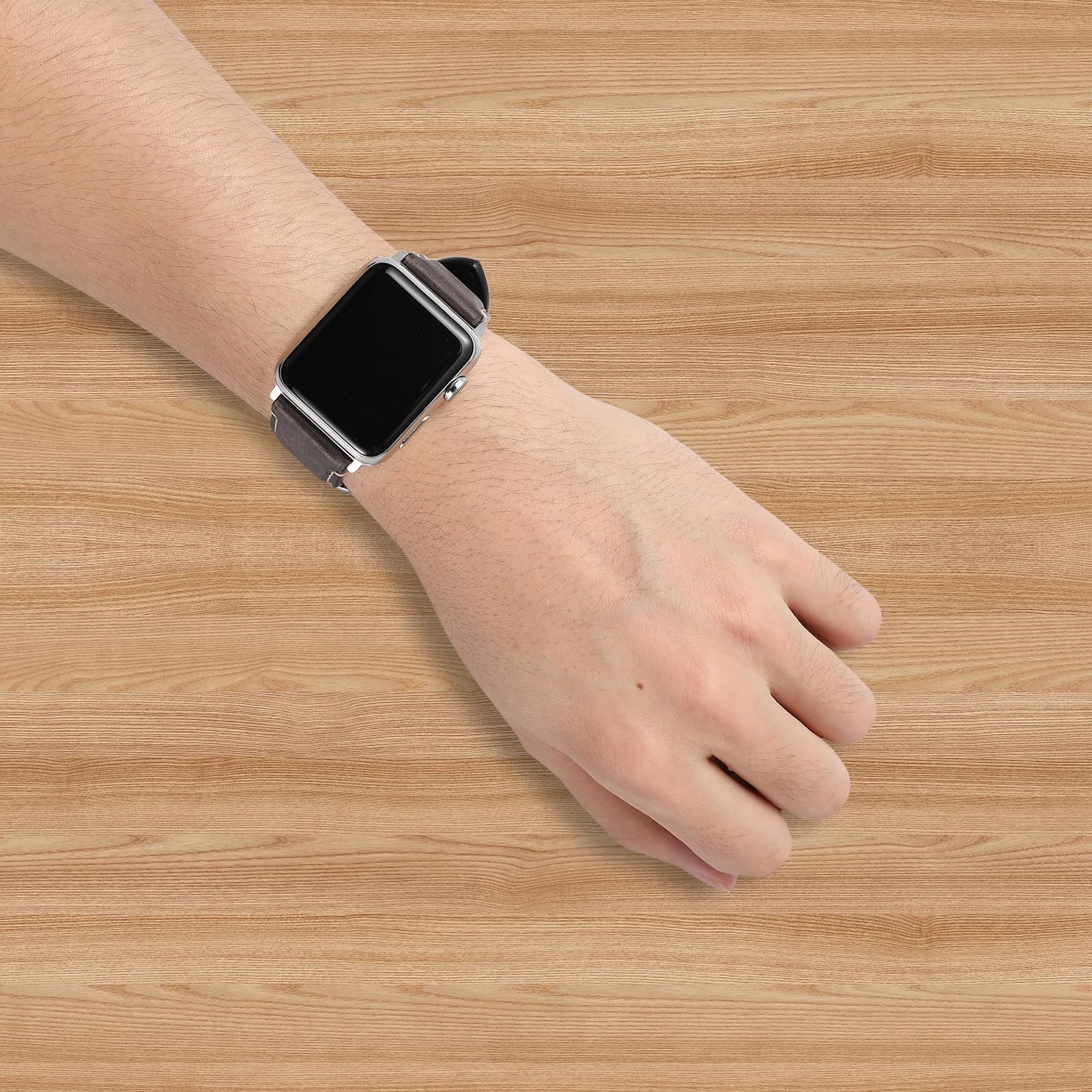 Bracelet de montre en cuir véritable compatible avec Apple Watch, bracelet de rechange en cuir Crazy Horse pour iWatch Series 8 7 6 SE 5 4 3 2 1 (montre non incluse)