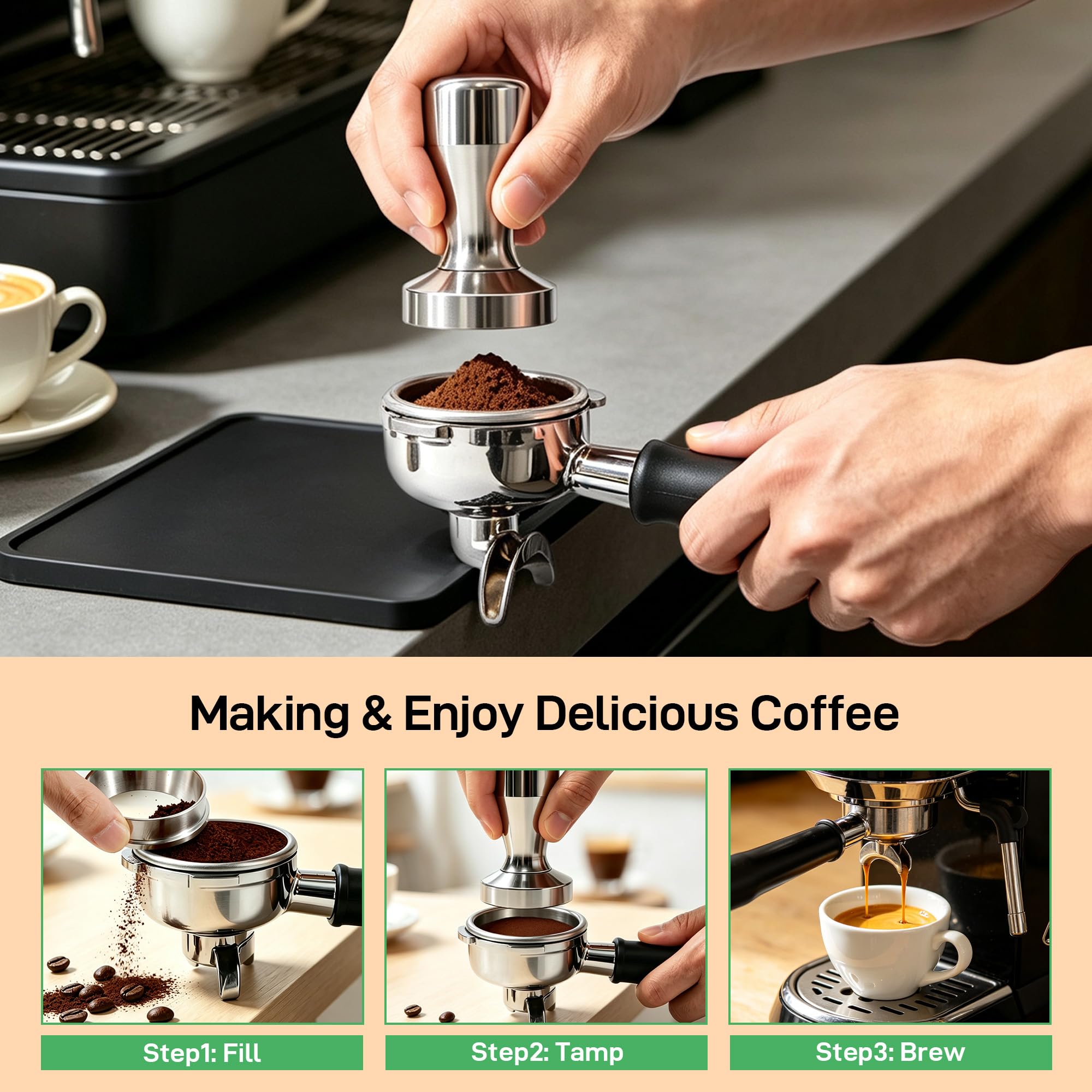 Stainless Steel Espresso Tamper - 49mm -4