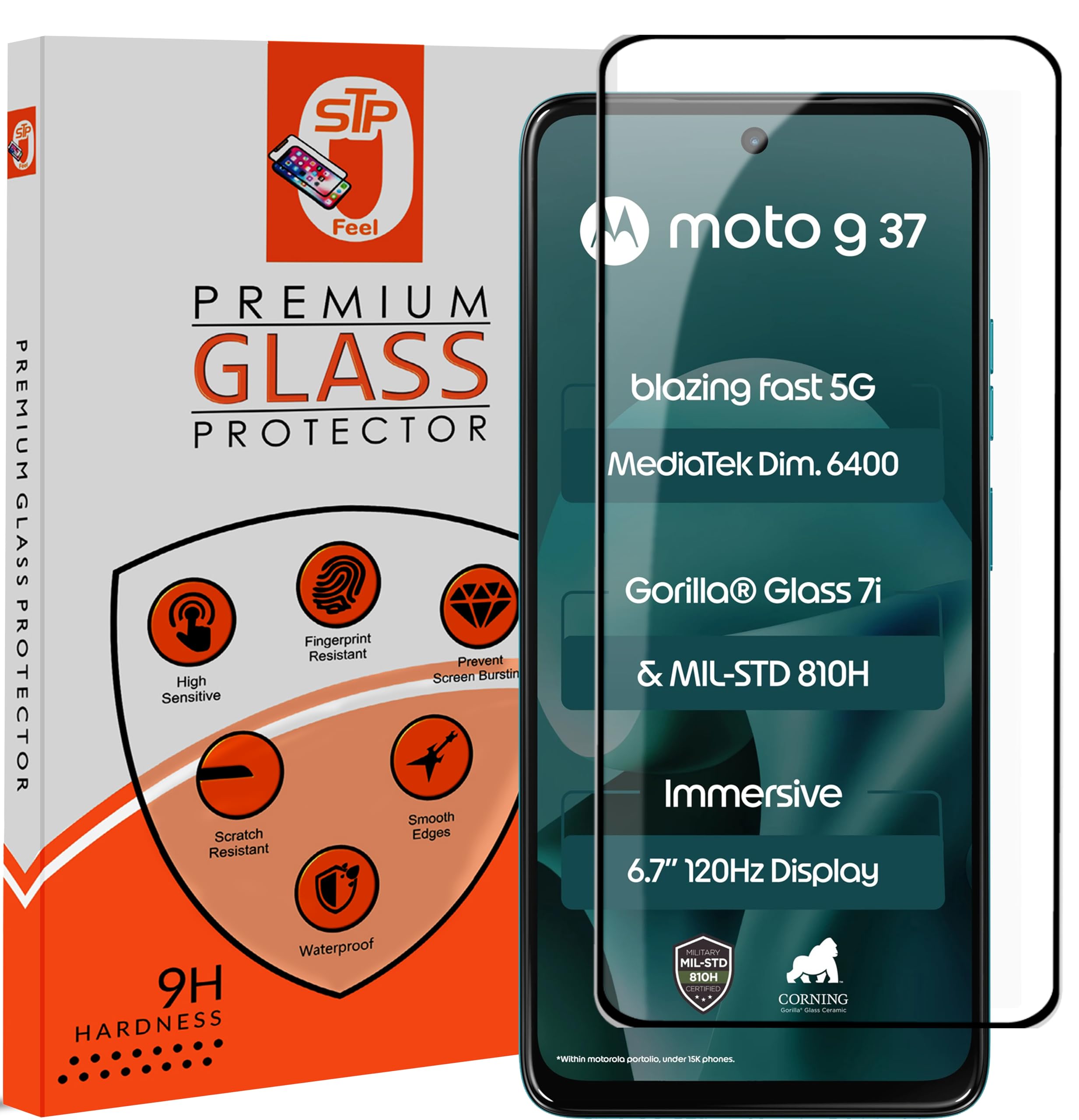 STP FEEL® Premium Tempered Glass Screen Protector Guard Compatible For Motorola G37 5G / Motorola G37 Power 5G (6.67 Inch, Pack of 1) | Edge to Edge Coverage With Easy to installation kit-image-34