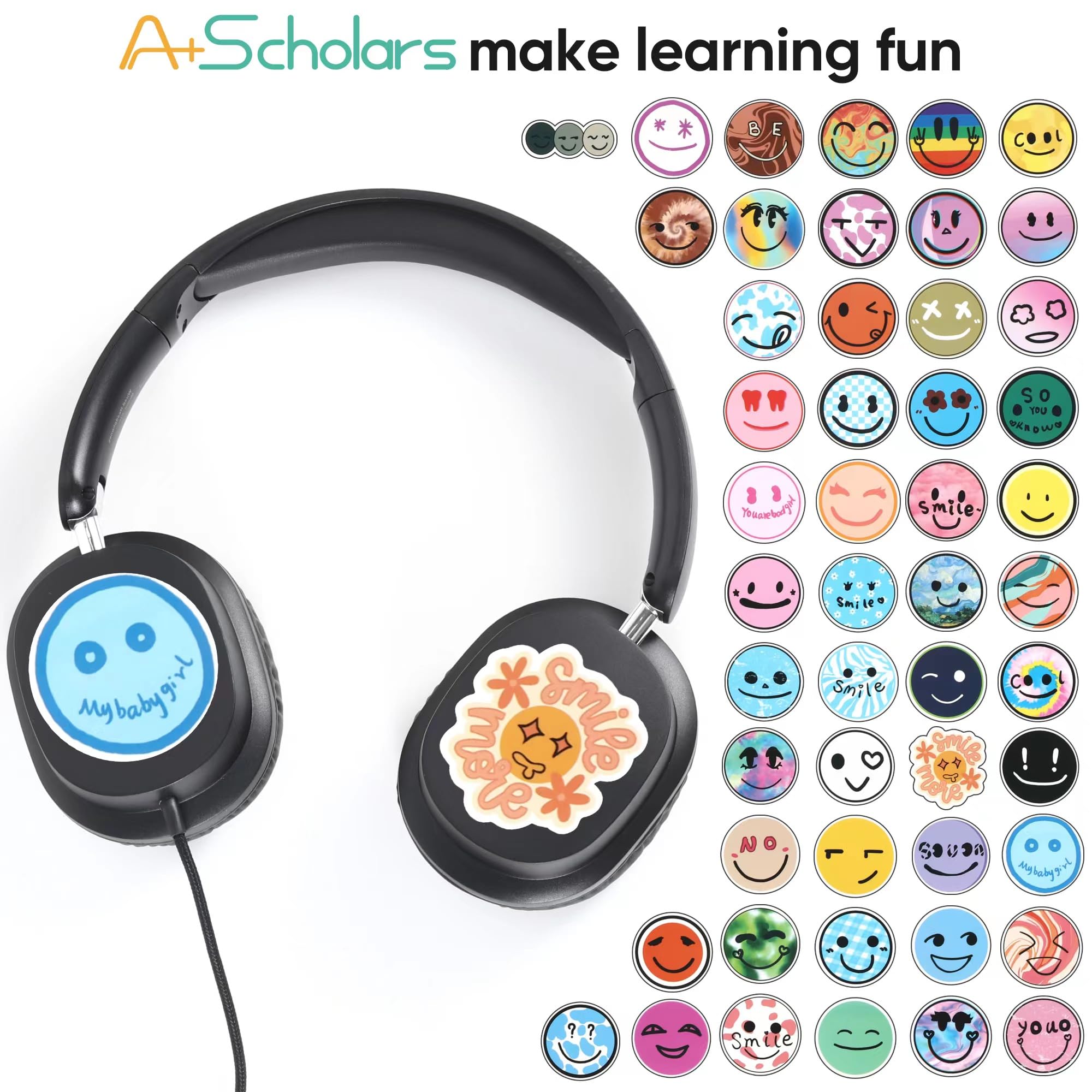 Cuffie per bambini per la scuola, set da 5 cuffie on-ear, 3,5 mm, con cavo, per scuole e biblioteche, cuffie regolabili e imbottite (nero)