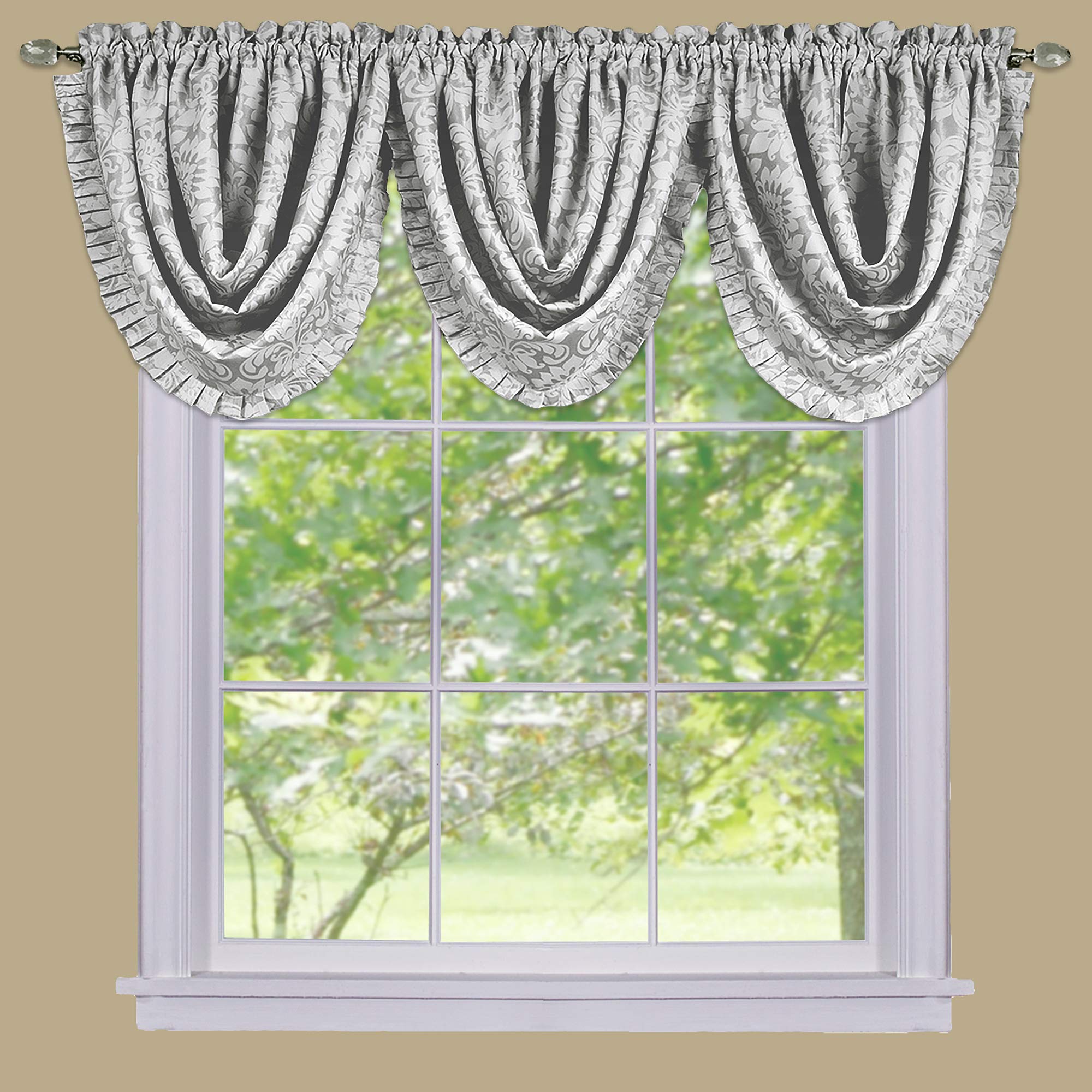 Achim Home Furnishings Sutton Waterfall Valance - 48x36 - Silver