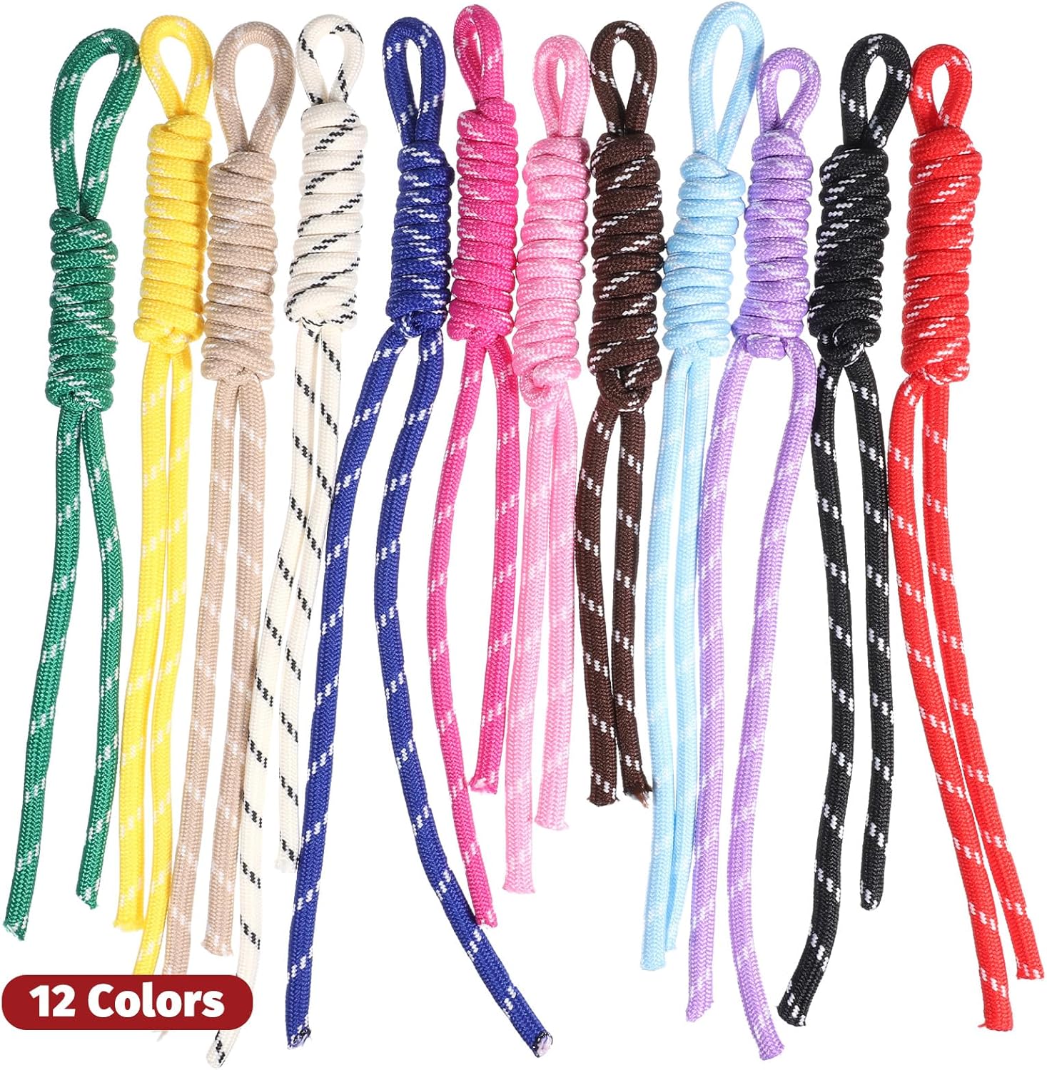 12PCS Paracord Keychain Bag Charms, Colorful Paracord Bag Charm, Braided Rope Keychain, Women Purse Key Chain Accessories for Backpack Handbag Ornament Decoration - Image 3