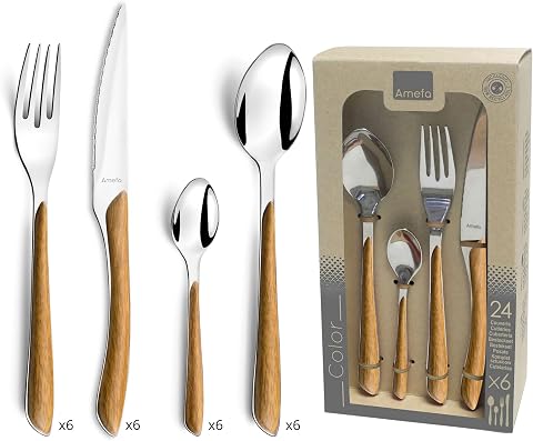 Amefa Eclat Set 24 Cubiertos Mango Madera 14-8-25cm