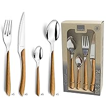 Amefa ECLAT Nature-Servizio di Posate da 24 Pezzi Marrone, Acciaio Inossidabile