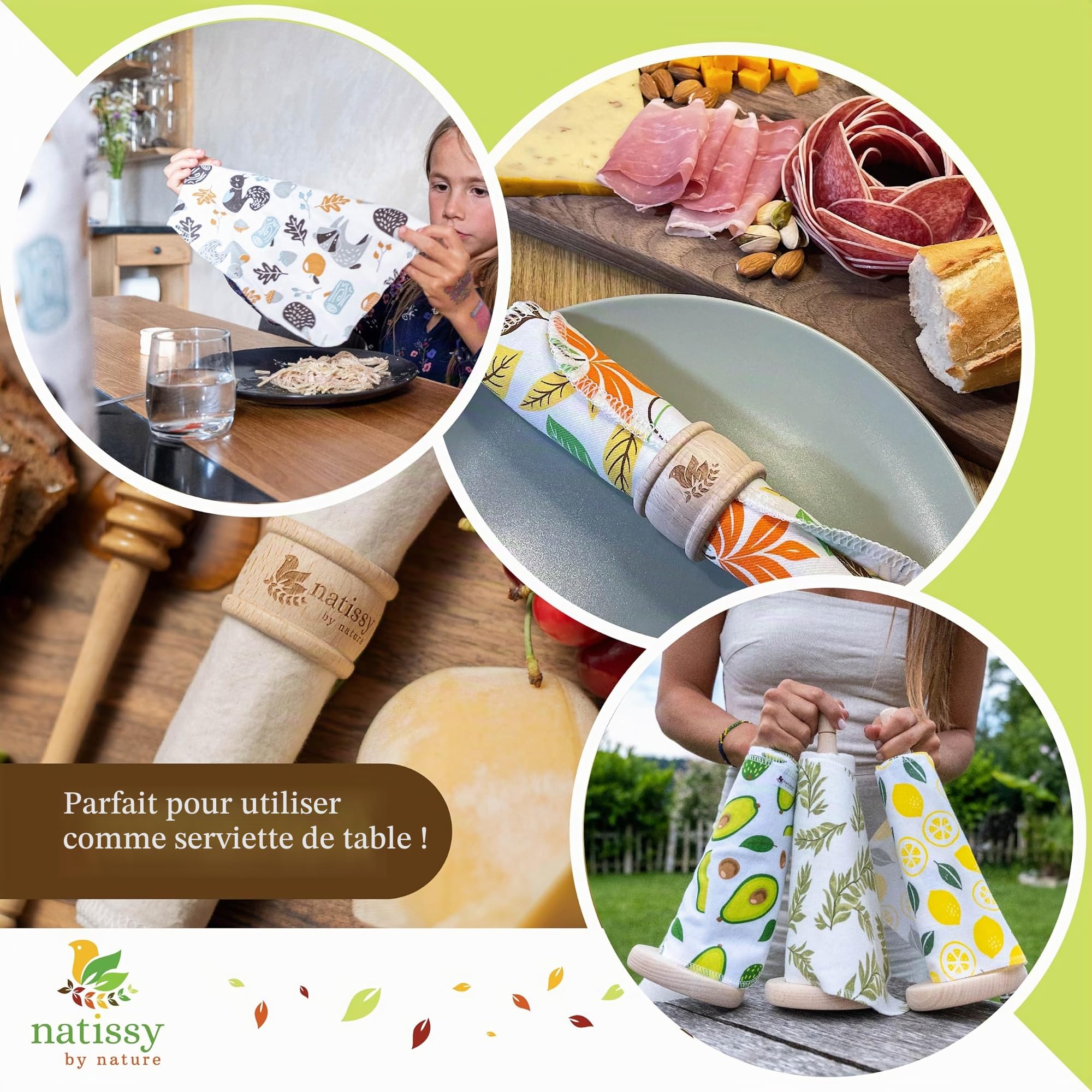 Essuie-tout lavables réutilisables à dérouler (lot de 10), 100% coton doux et ultra-absorbants, fabriqués en UE, sans support, idéals pour la cuisine, la table et le nettoyage quotidien