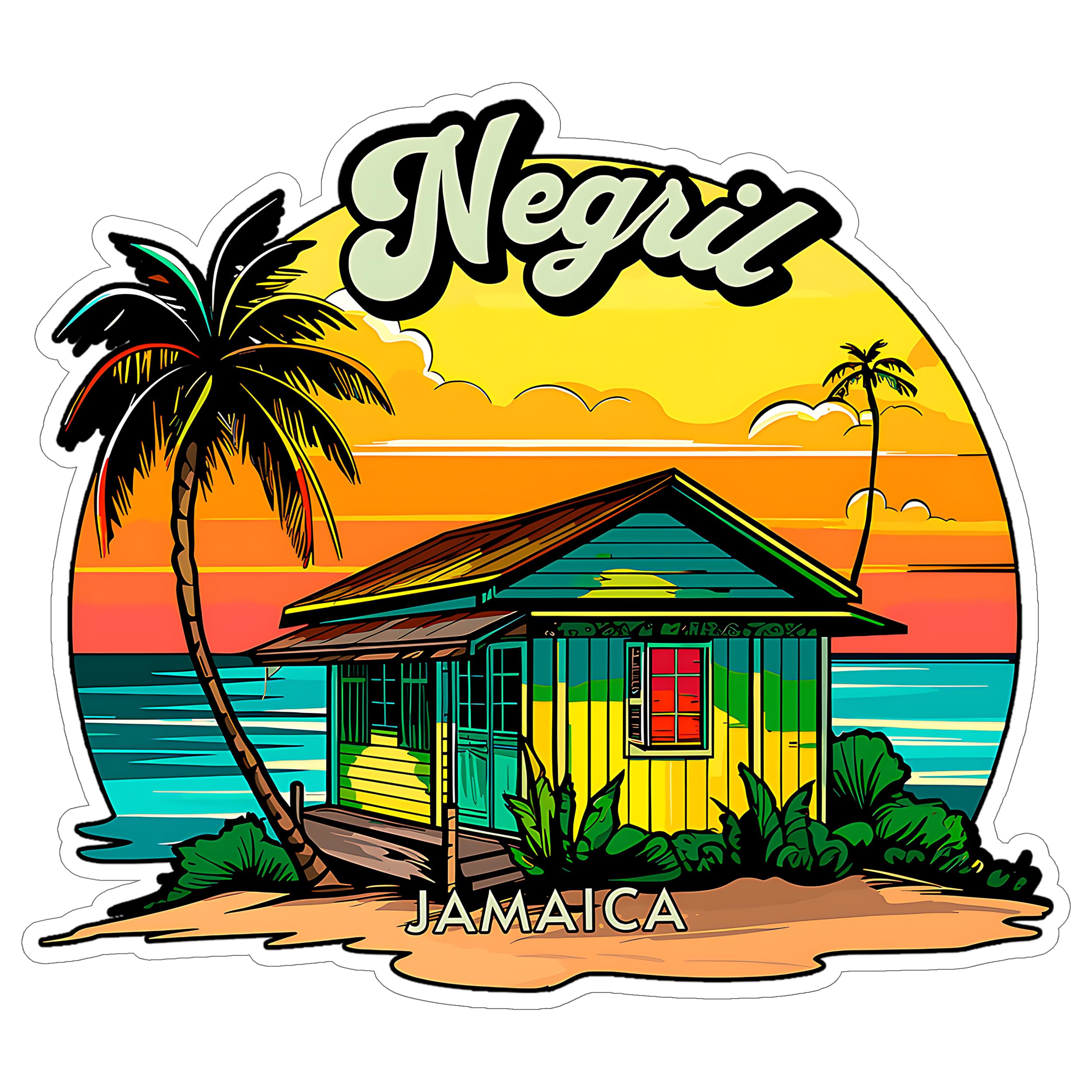 Negril Jamaica Sticker 4 Inch Travel Souvenir City Destination - Waterproof Vinyl Decal for Laptop Water Bottle Car Tumbler - Durable Aesthetic